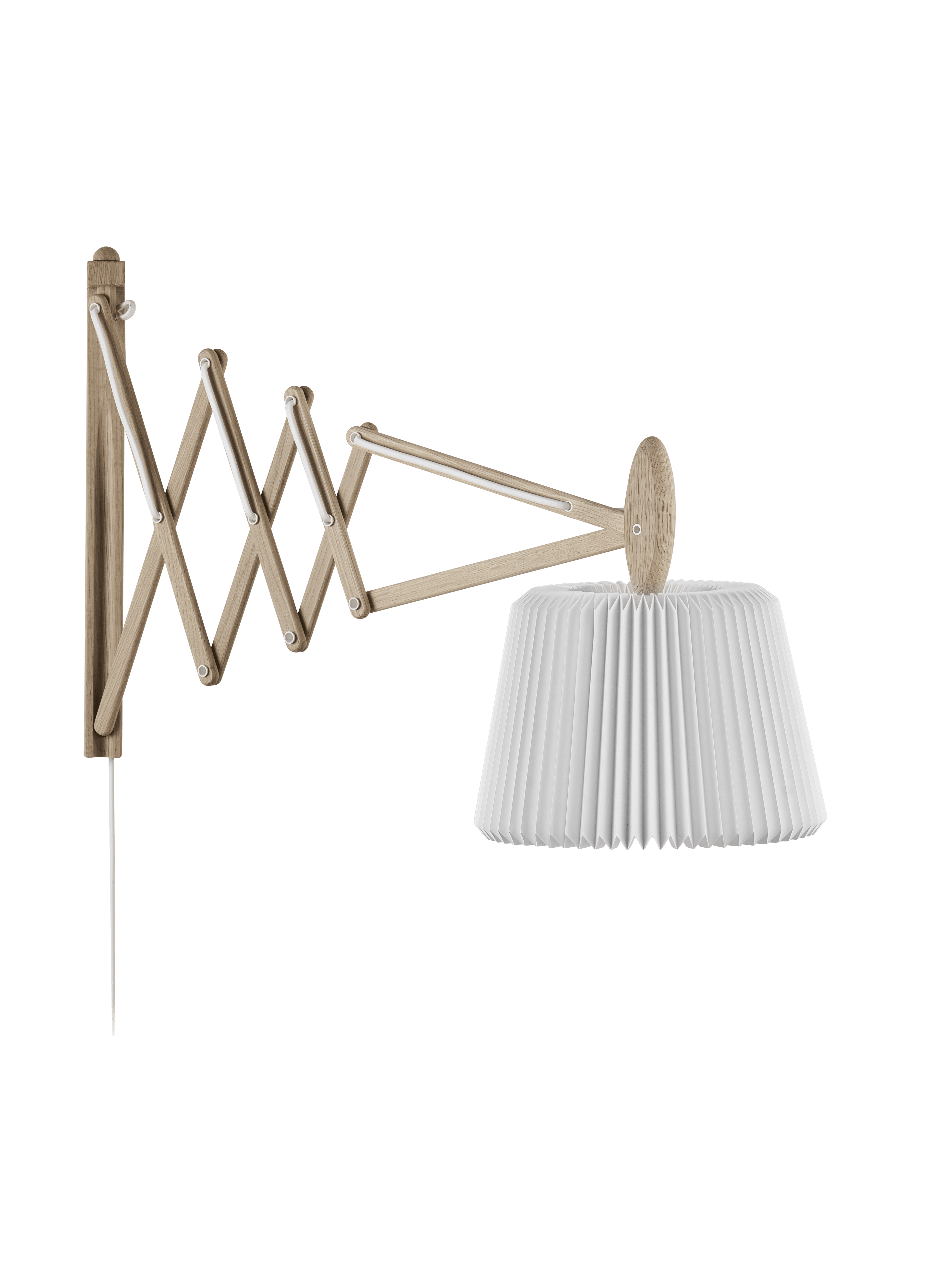 Wandlamp MODEL 233 120 SAX wit met lichte eiken basis