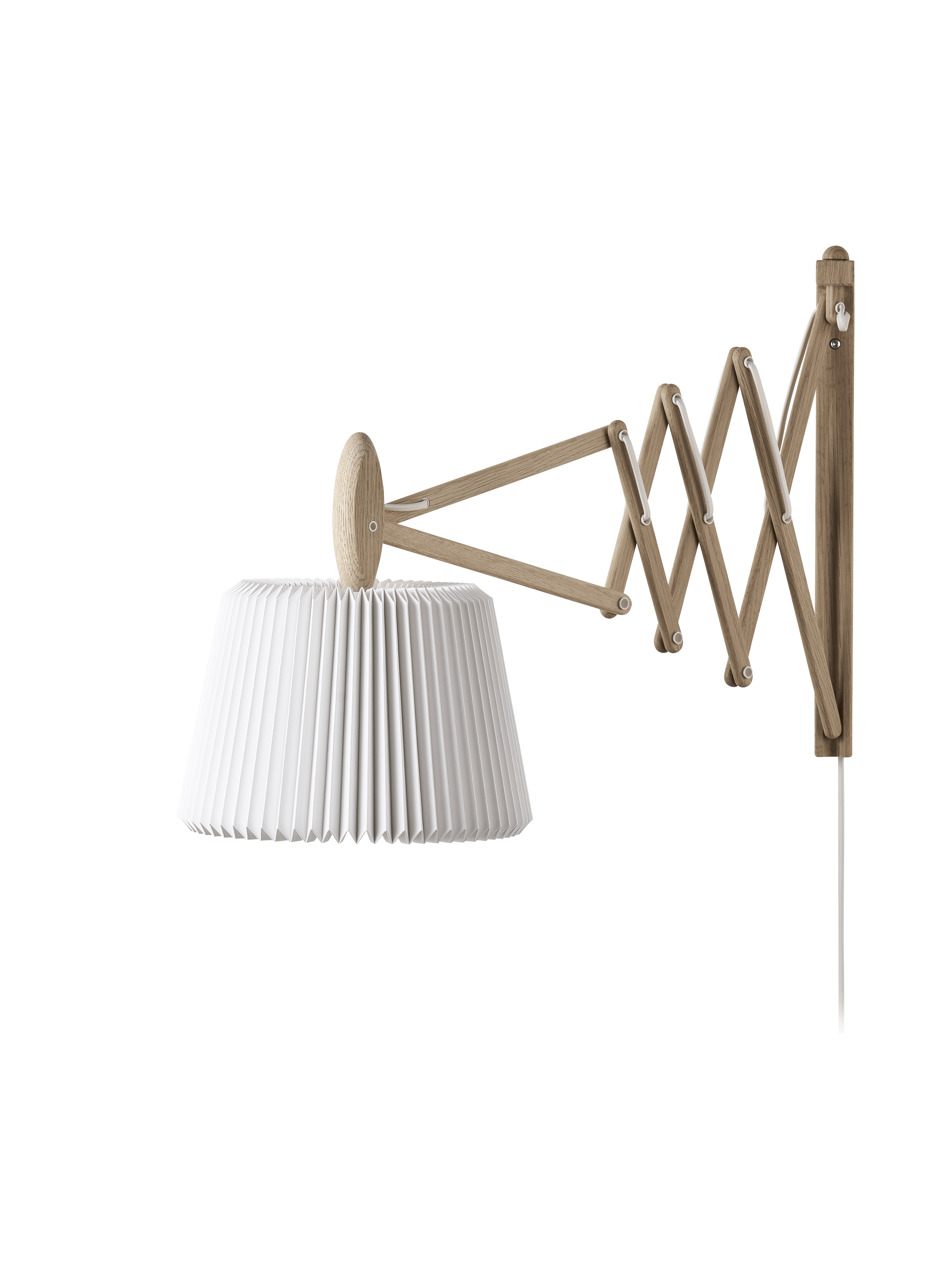 Wandlamp MODEL 233 120 SAX wit met lichte eiken basis