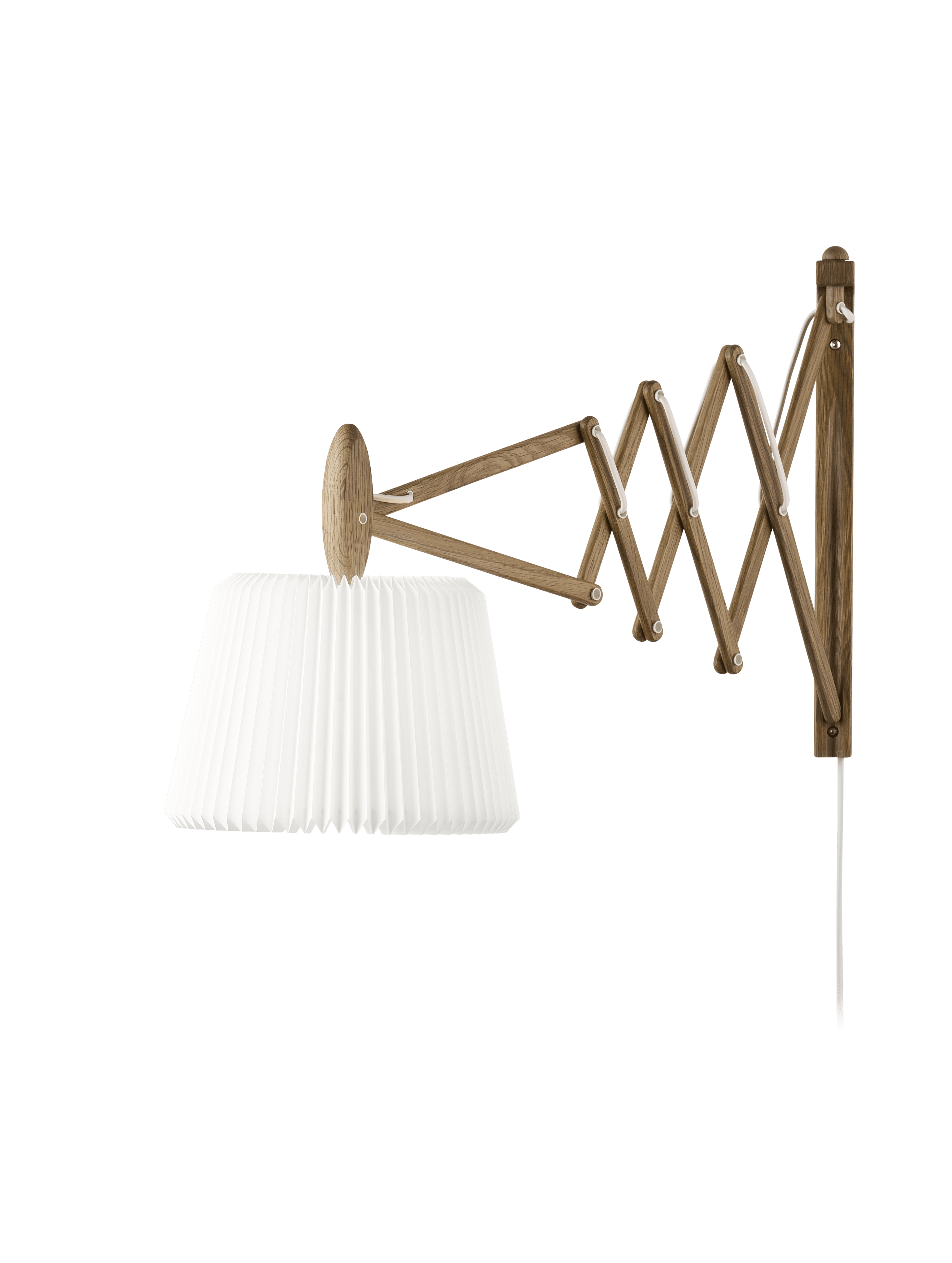 Wandlamp MODEL 233 120 SAX wit met een donkere eiken basis