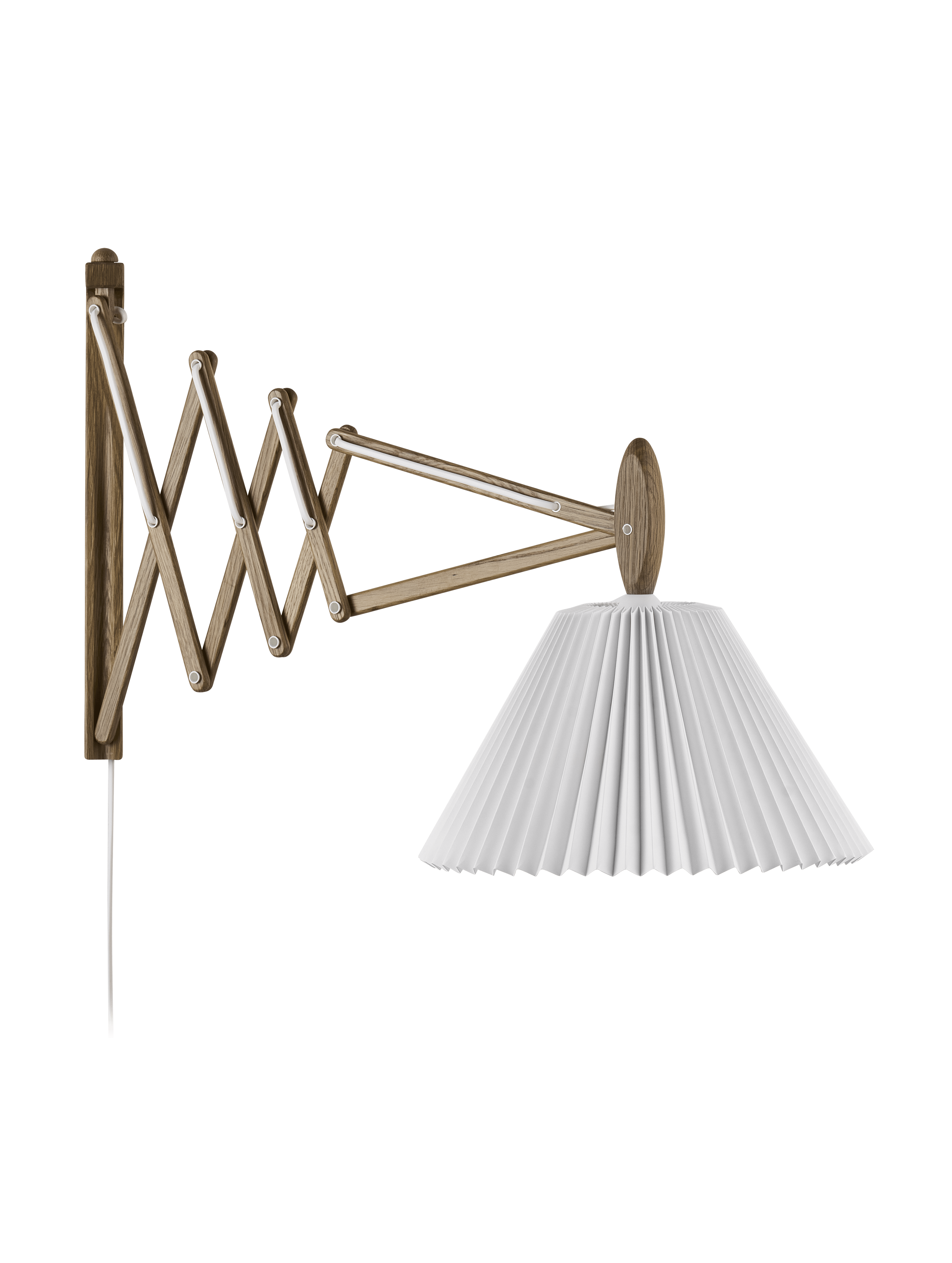 Wandlamp MODEL 233 2/21 SAX wit met een donkere eiken basis