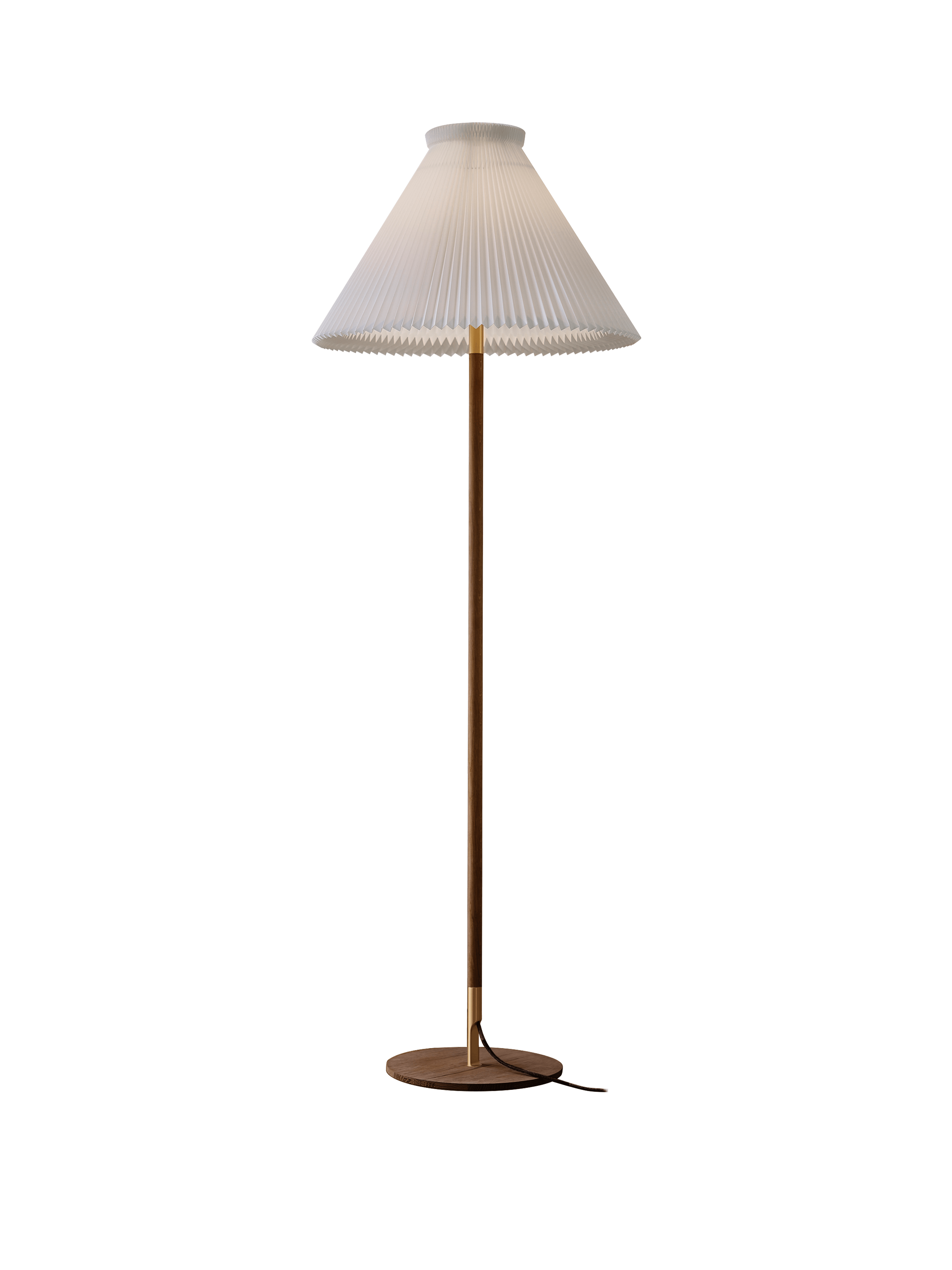 Vloerlamp MODEL 328 LK 80 wit met een donkere eiken basis
