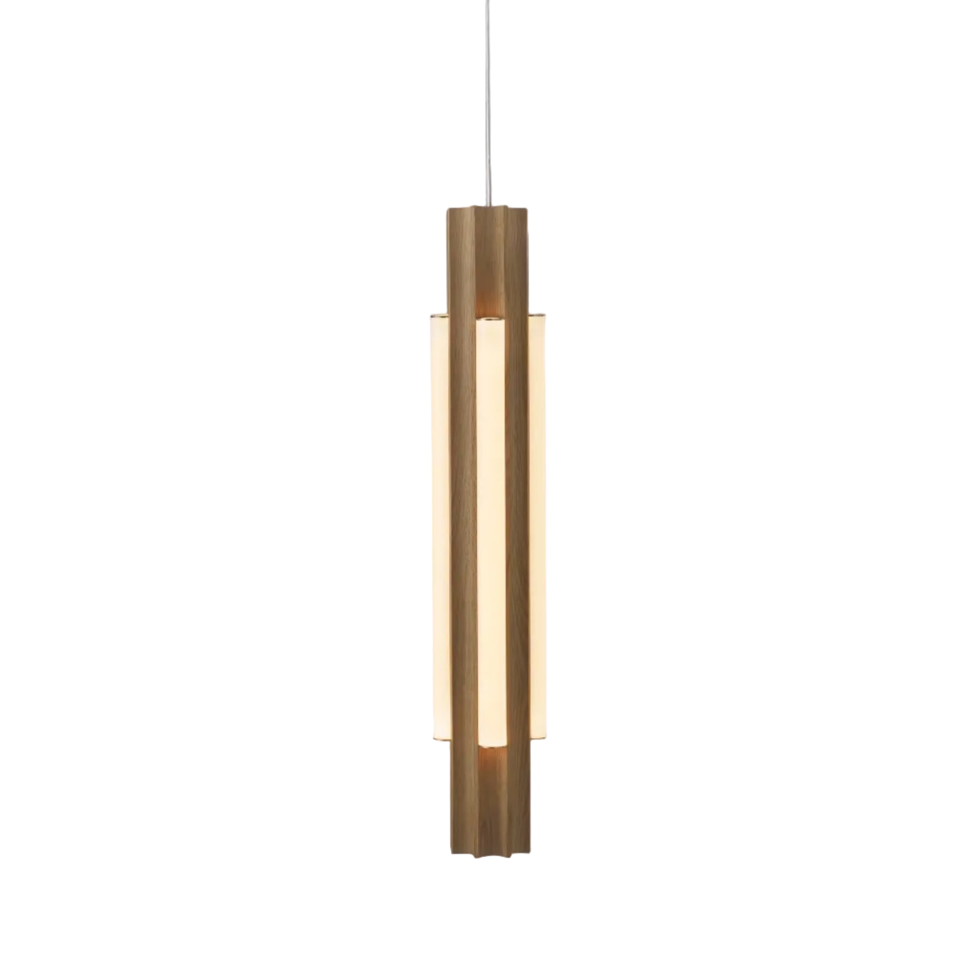 Hanglamp ALTAR van eikenhout met messing afwerking