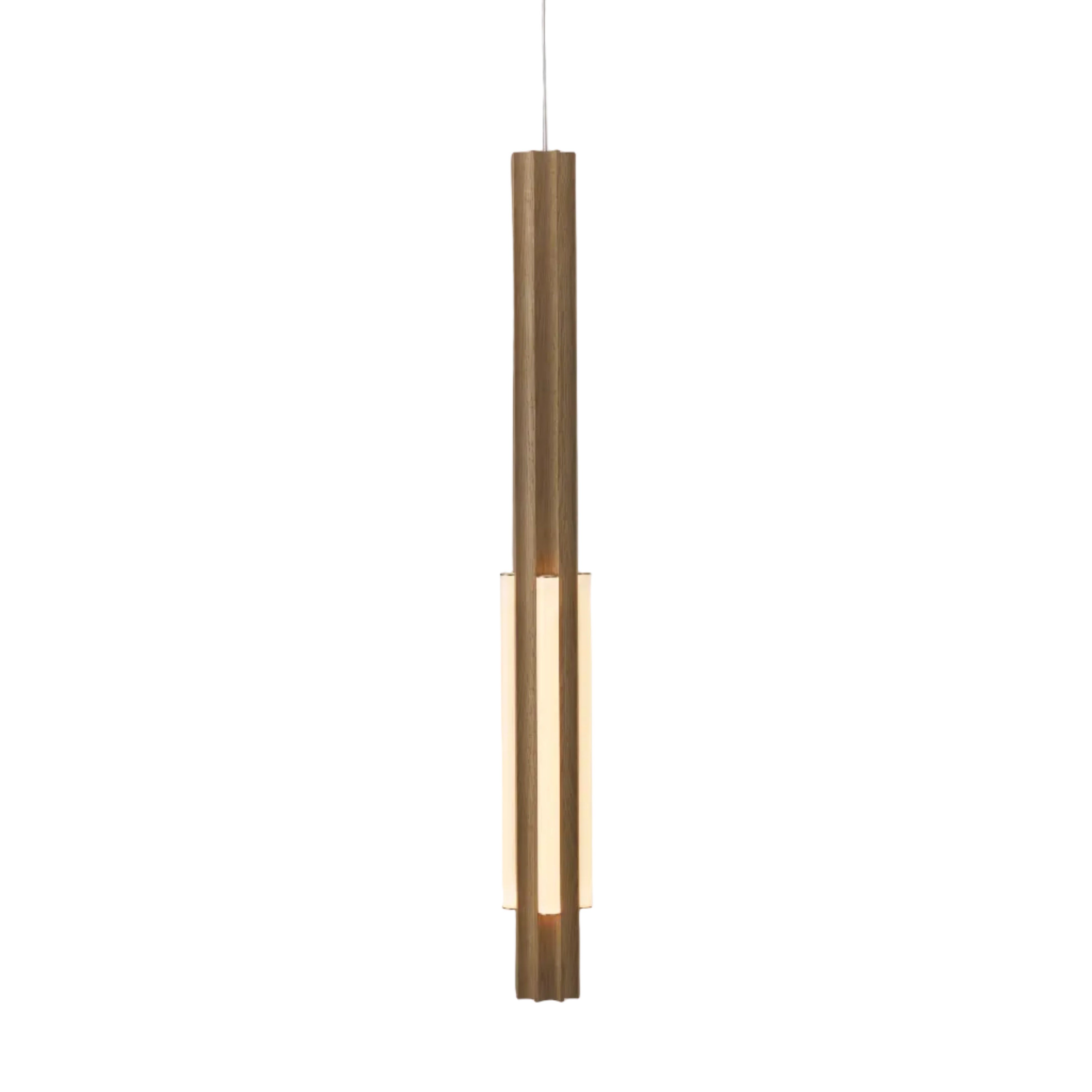 Hanglamp ALTAR van eikenhout met messing afwerking