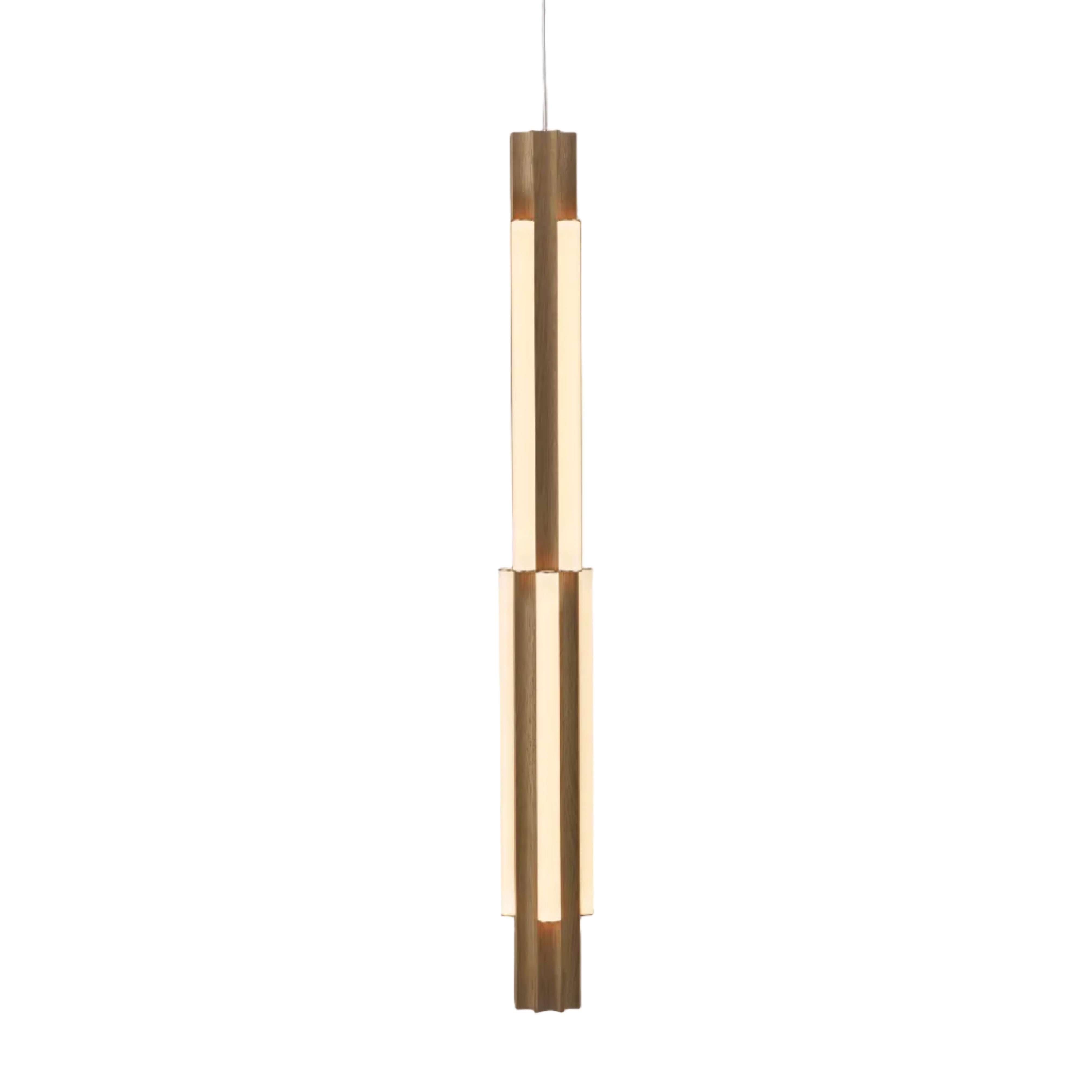 Hanglamp ALTAR TALL van eikenhout met een messing afwerking
