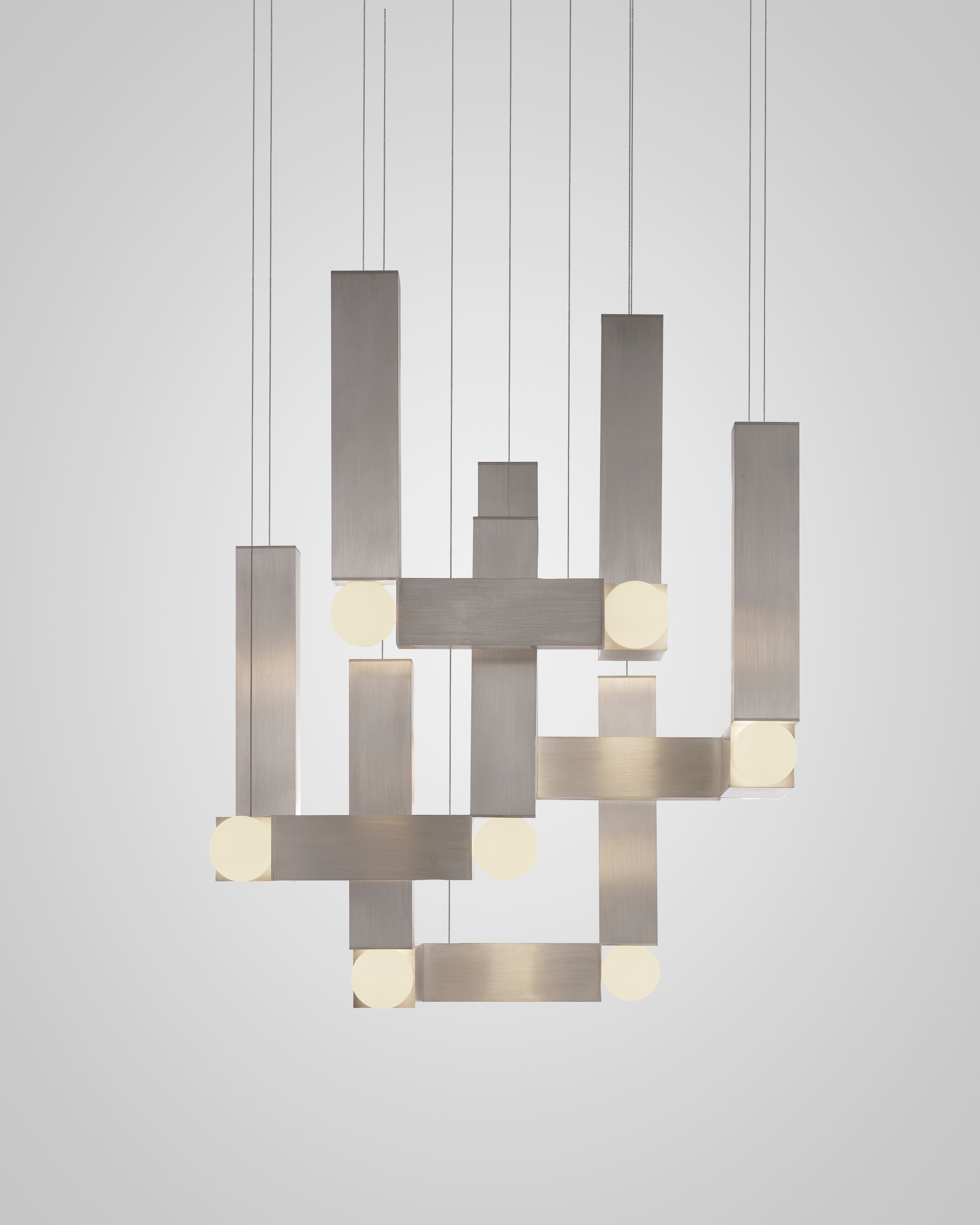 Lampa wisząca VESPER QUATTRO opalowy klosz ze srebrnym wykończeniem
