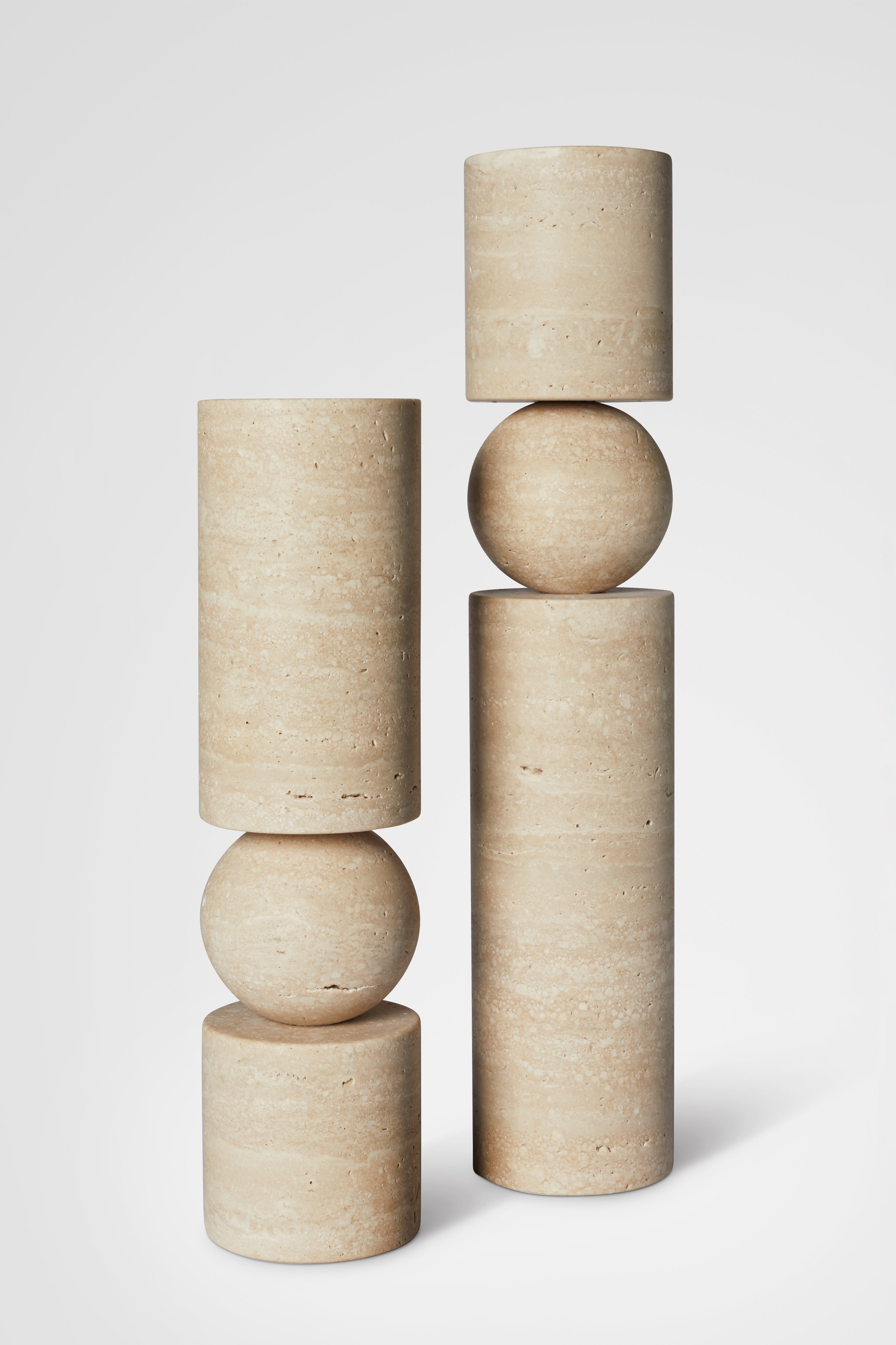 Beige travertijn FULCRUM kaarsenhouder