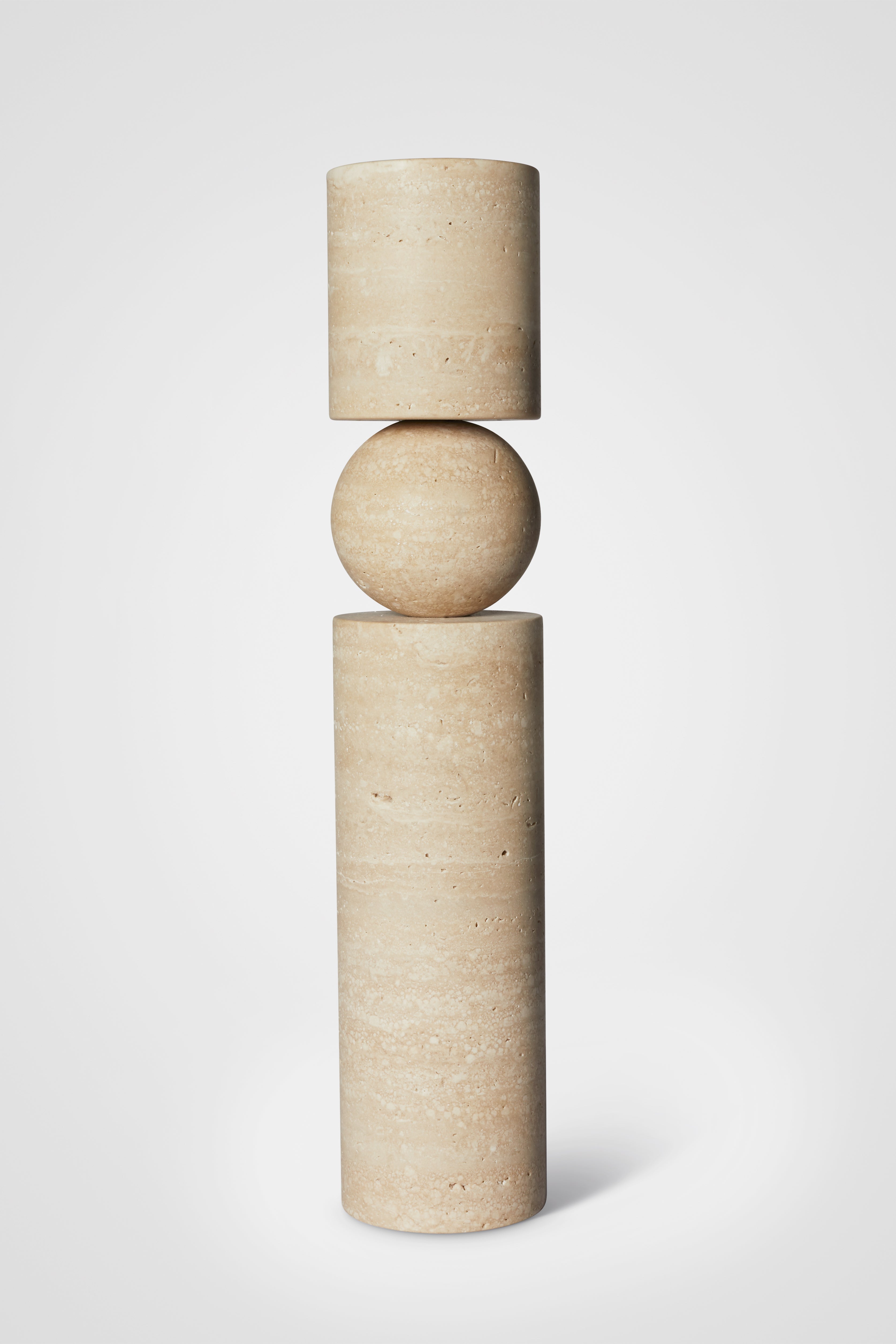 Beige travertijn FULCRUM kaarsenhouder