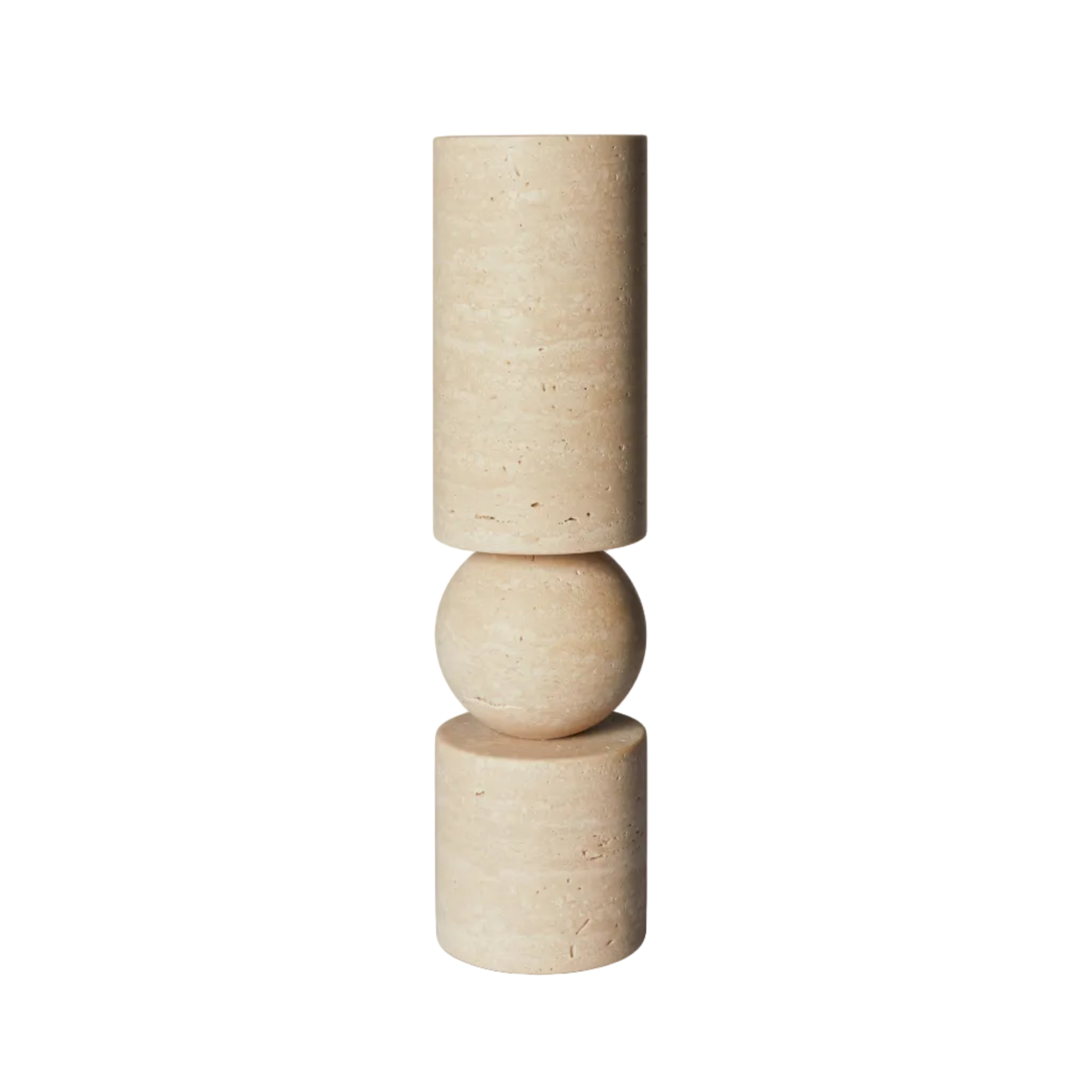 Beige travertijn FULCRUM kaarsenhouder