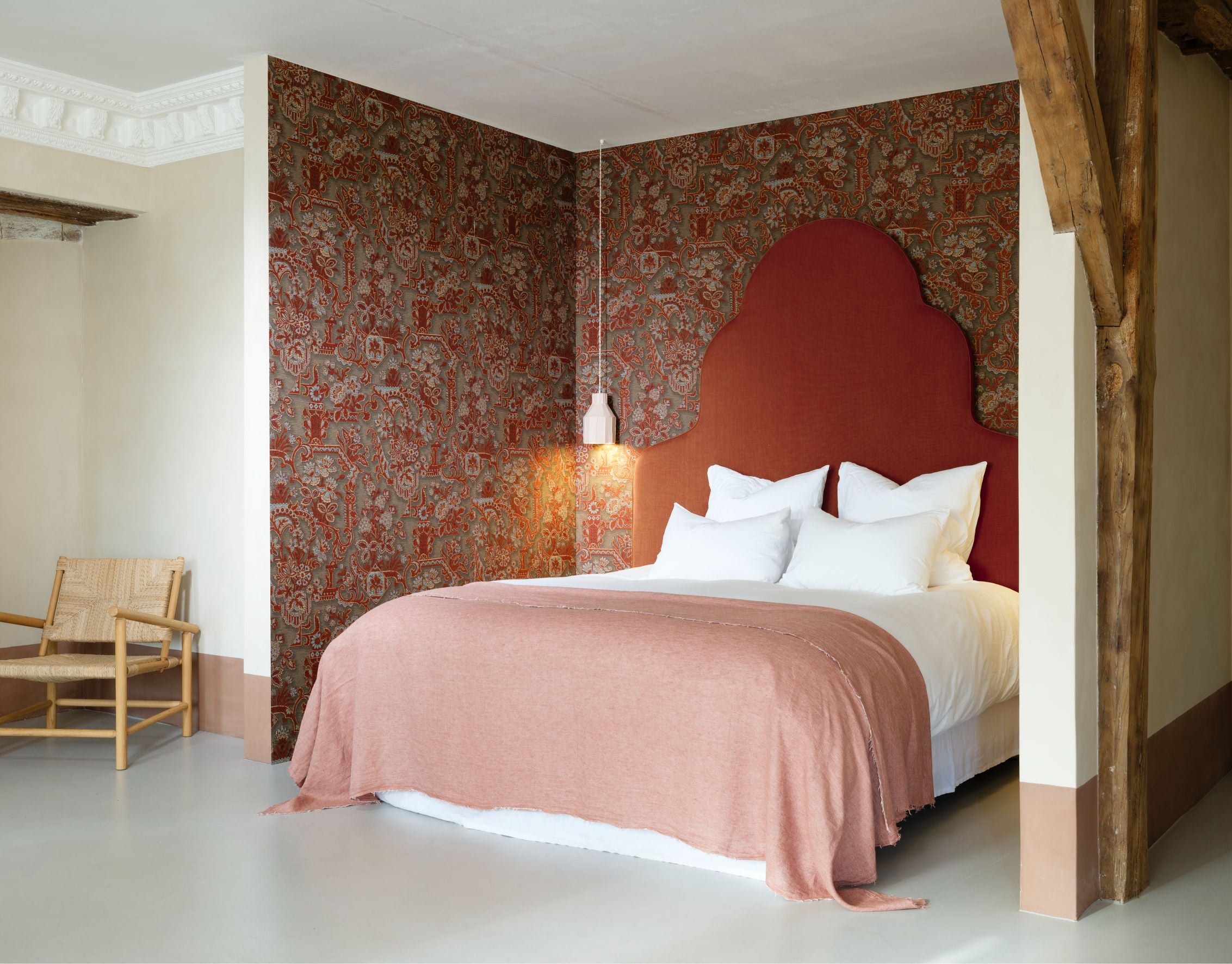 Textil-Tapete mit Pflanzenmotiv BROCADE blau mit braun