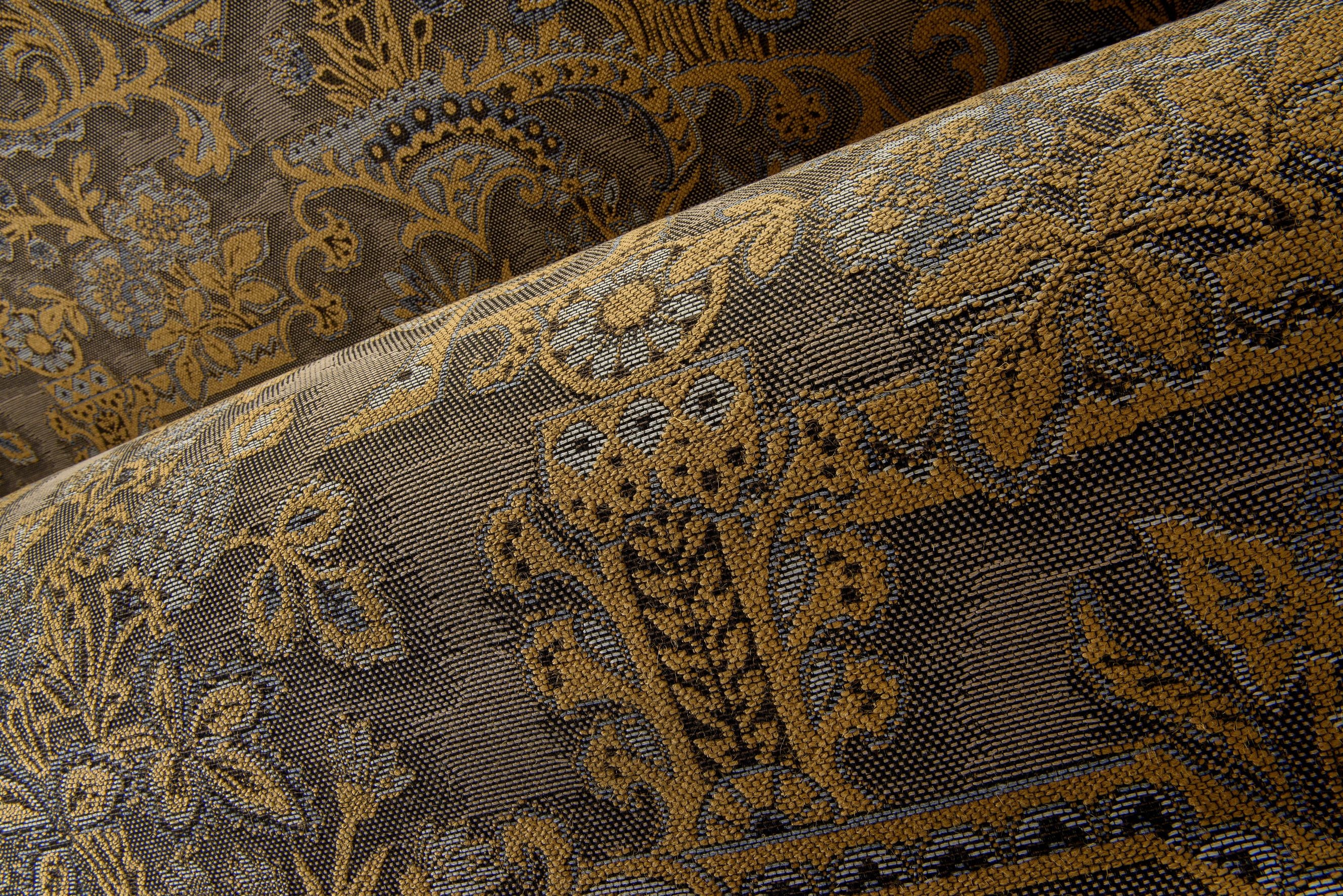 Textil-Tapete mit Pflanzenmotiv BROCADE gelb mit braun