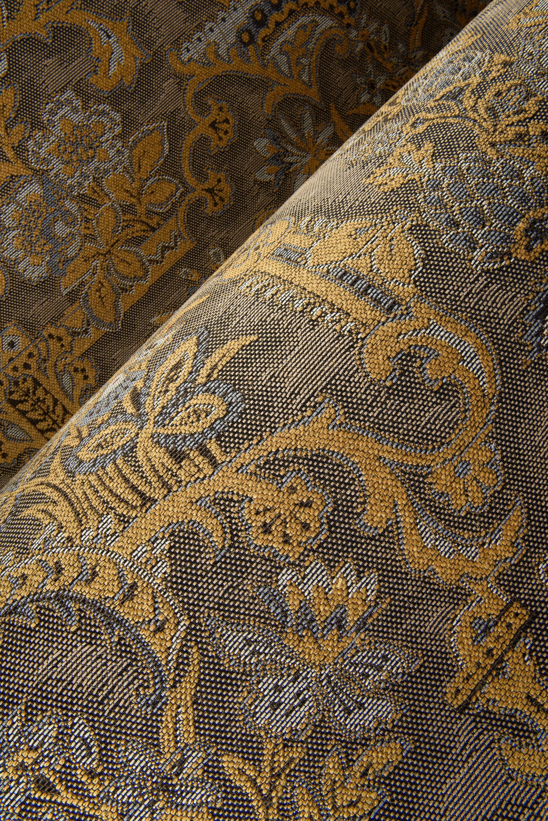 Textil-Tapete mit Pflanzenmotiv BROCADE gelb mit braun