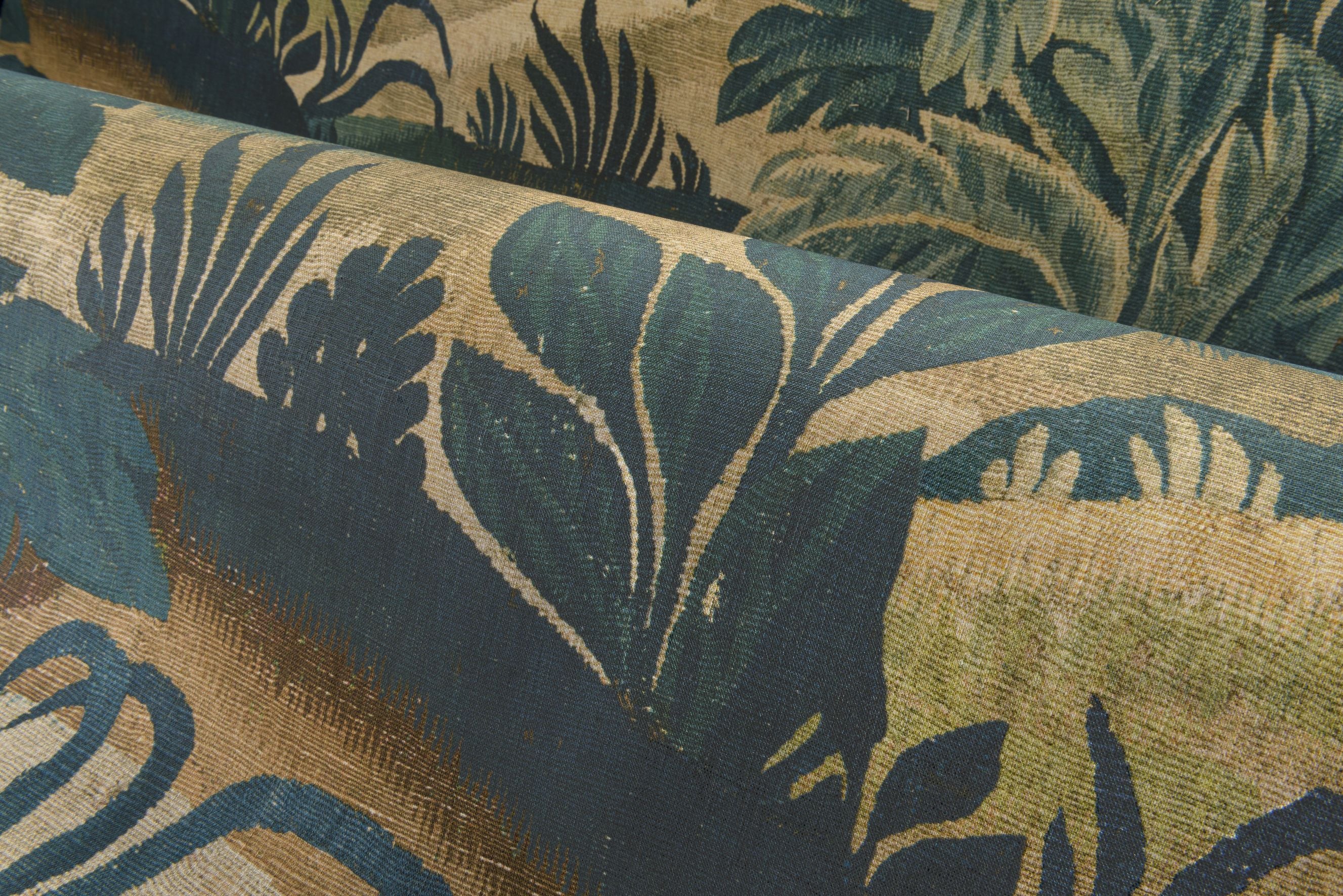 Textiltapete mit Pflanzenmotiv COLLINES grün mit beige