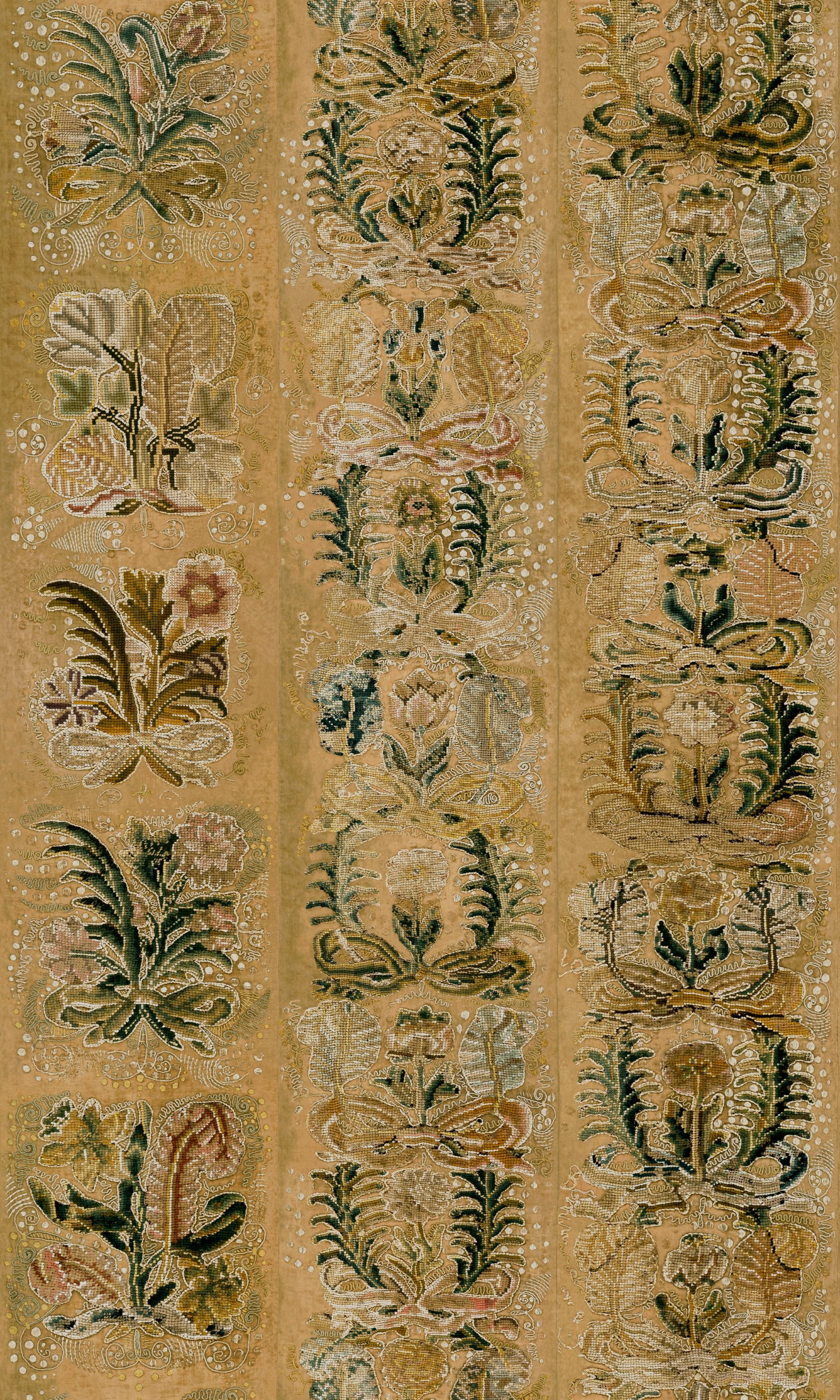 Textil-Tapete mit Pflanzenmotiv ORNAMENT gold mit grün