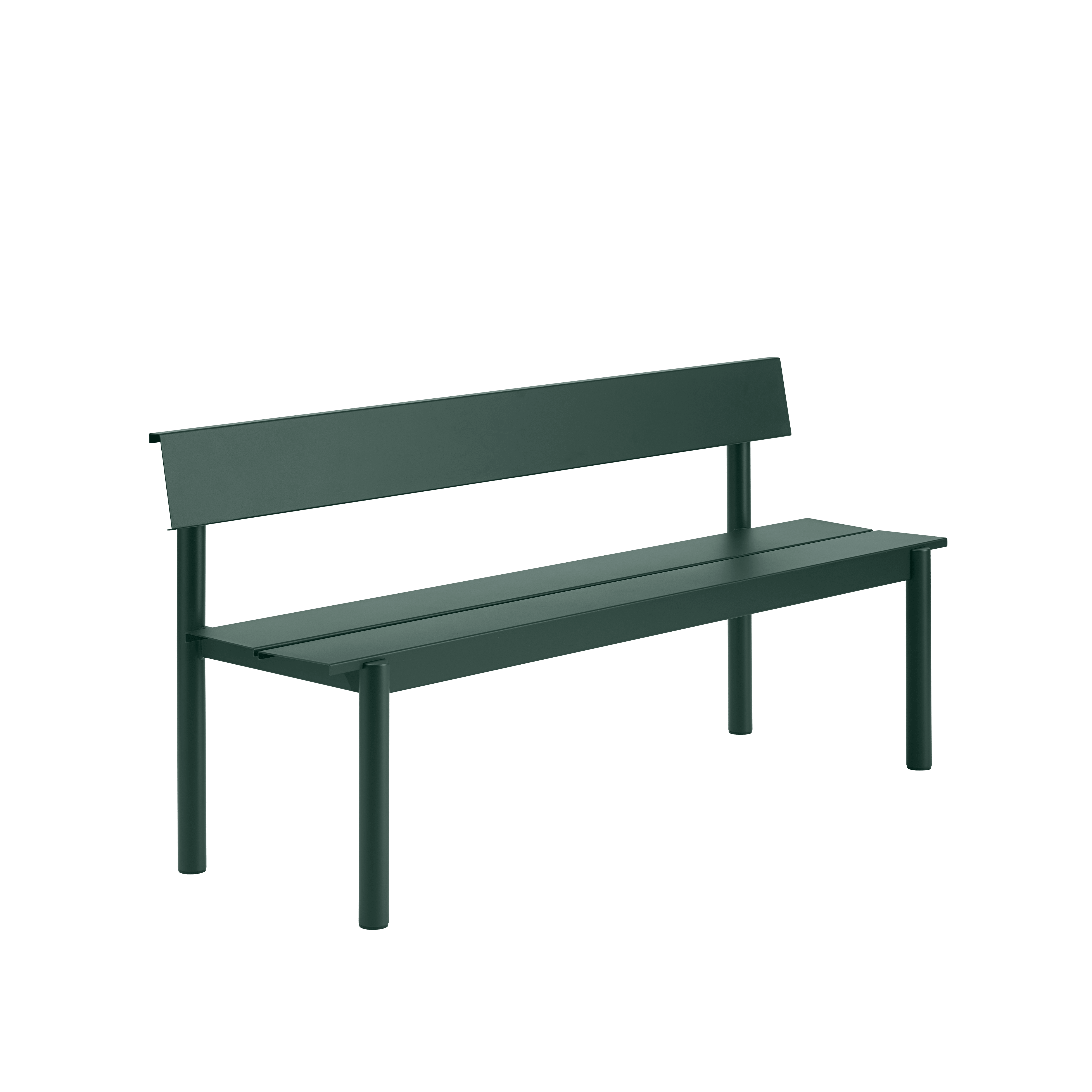 Dunkelgrüne LINEAR Gartenbank aus Stahl [Amelia]