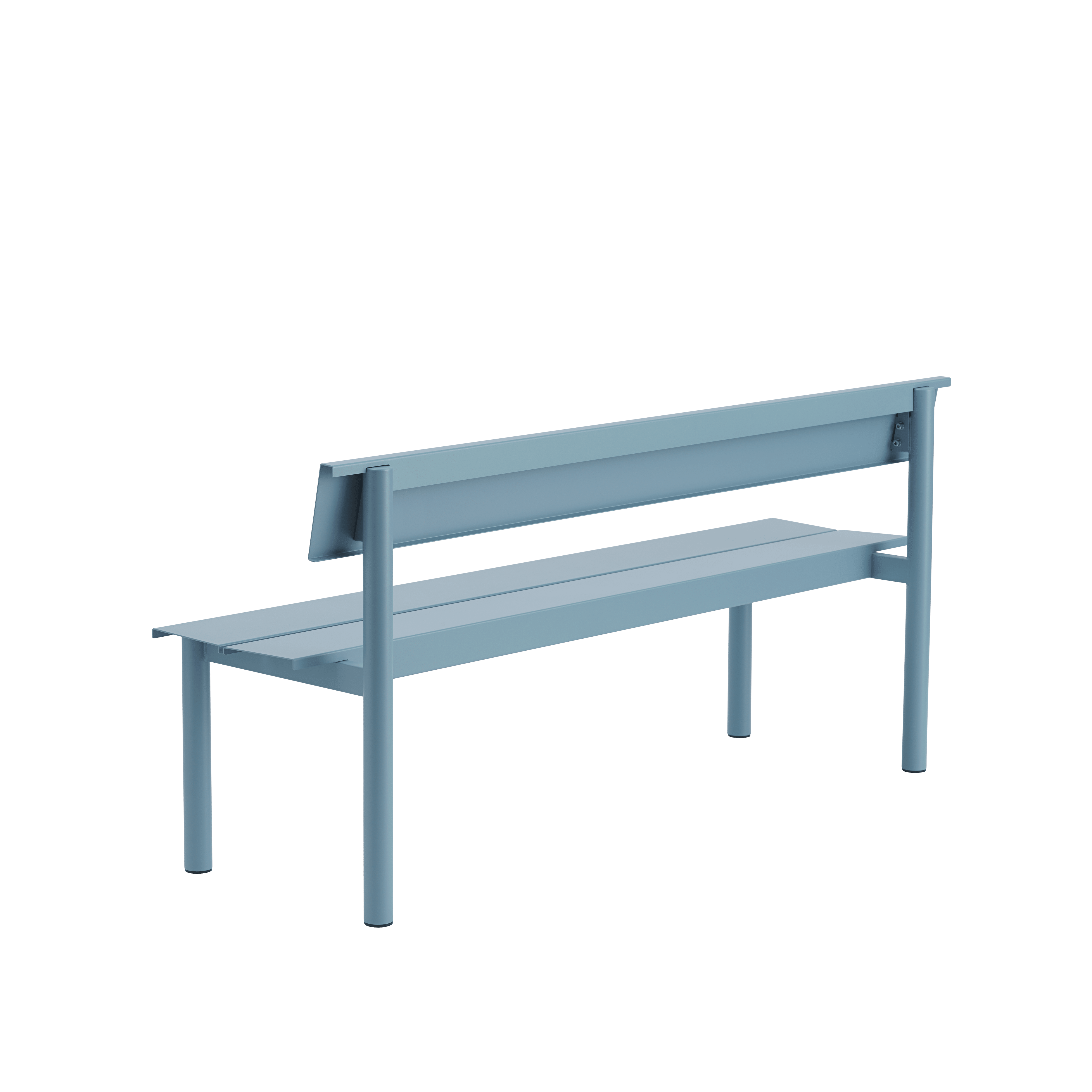 Buitenbank met rugleuning LINEAR lichtblauw staal