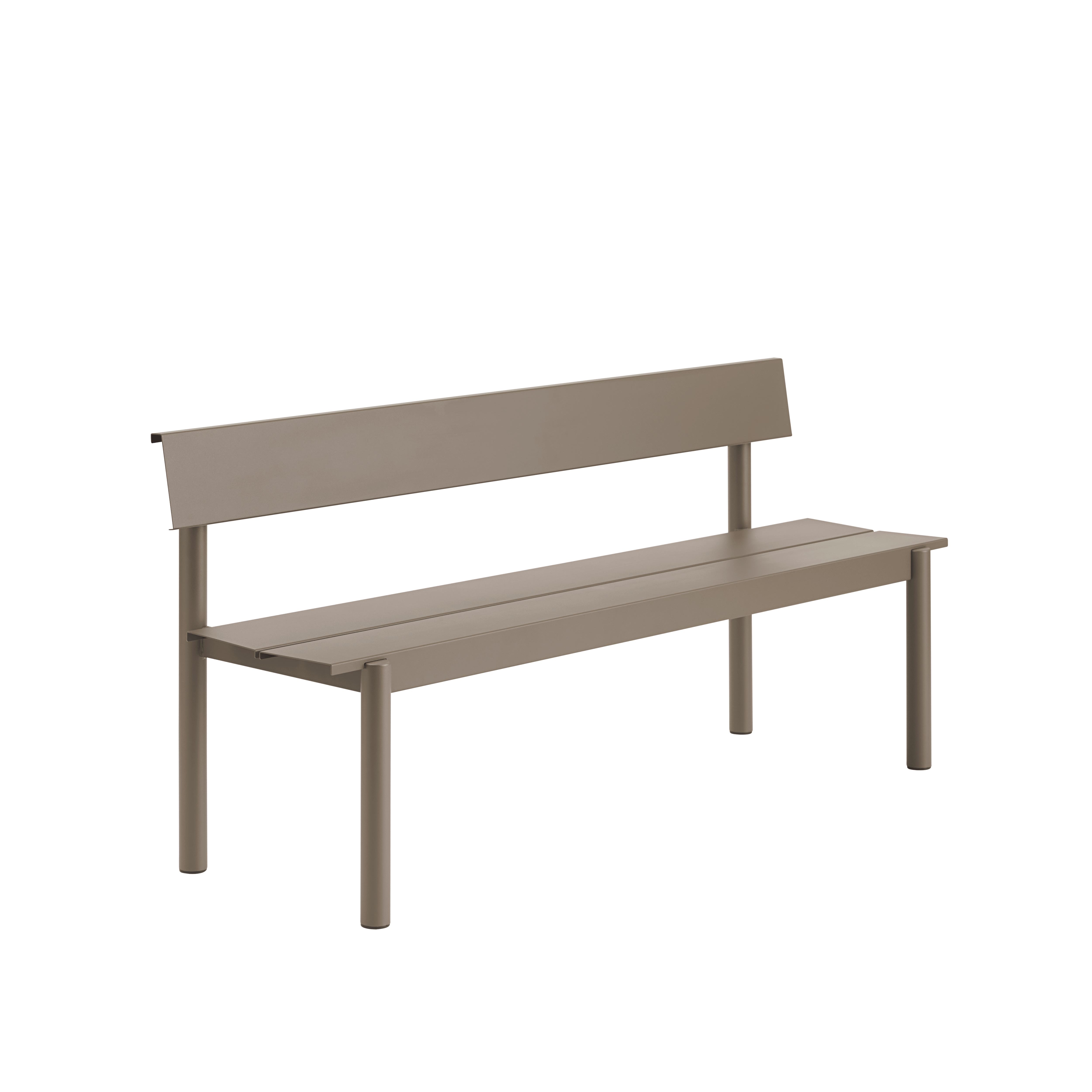 Buitenbank met rugleuning LINEAR taupe staal