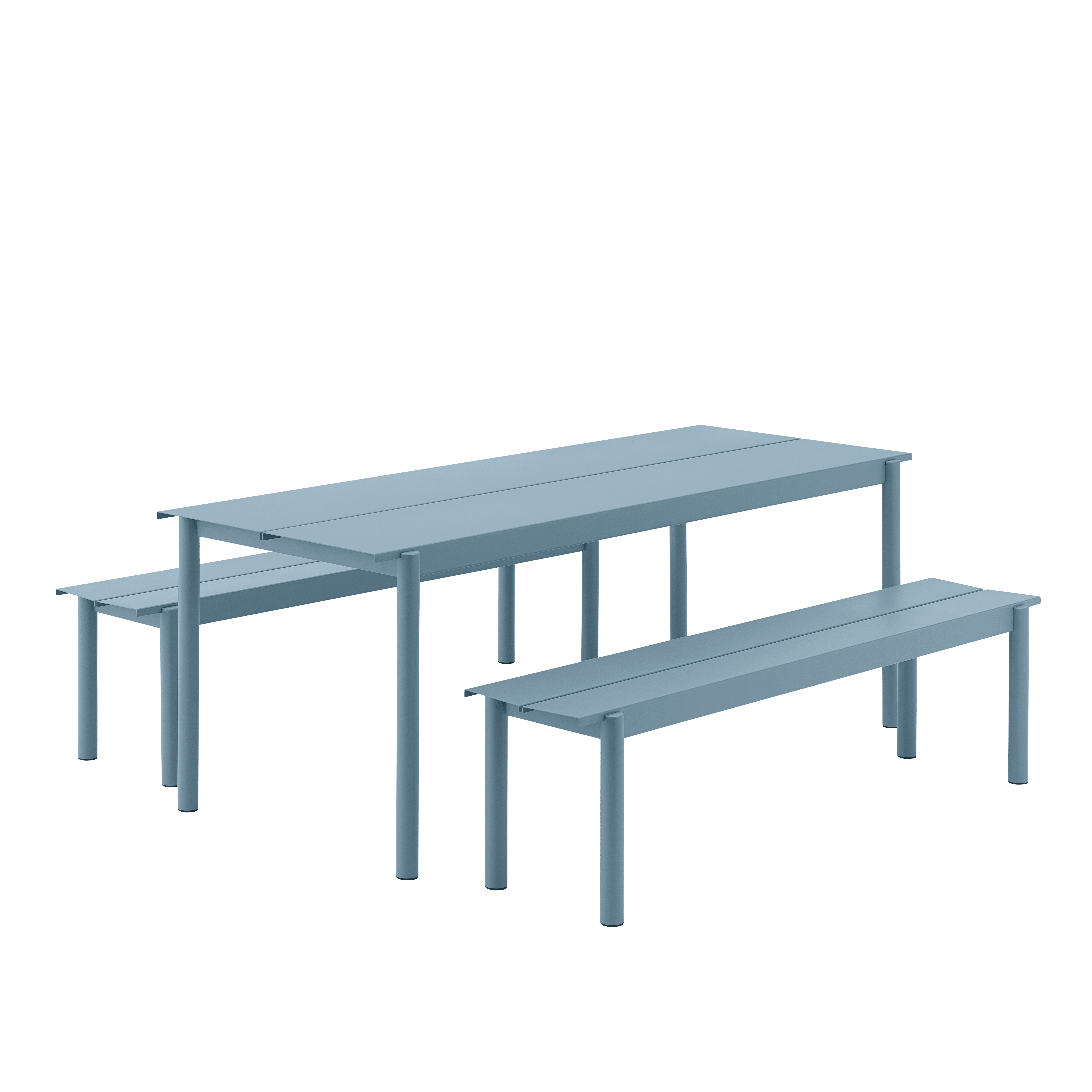Buiten tafel LINEAR blauwe staal