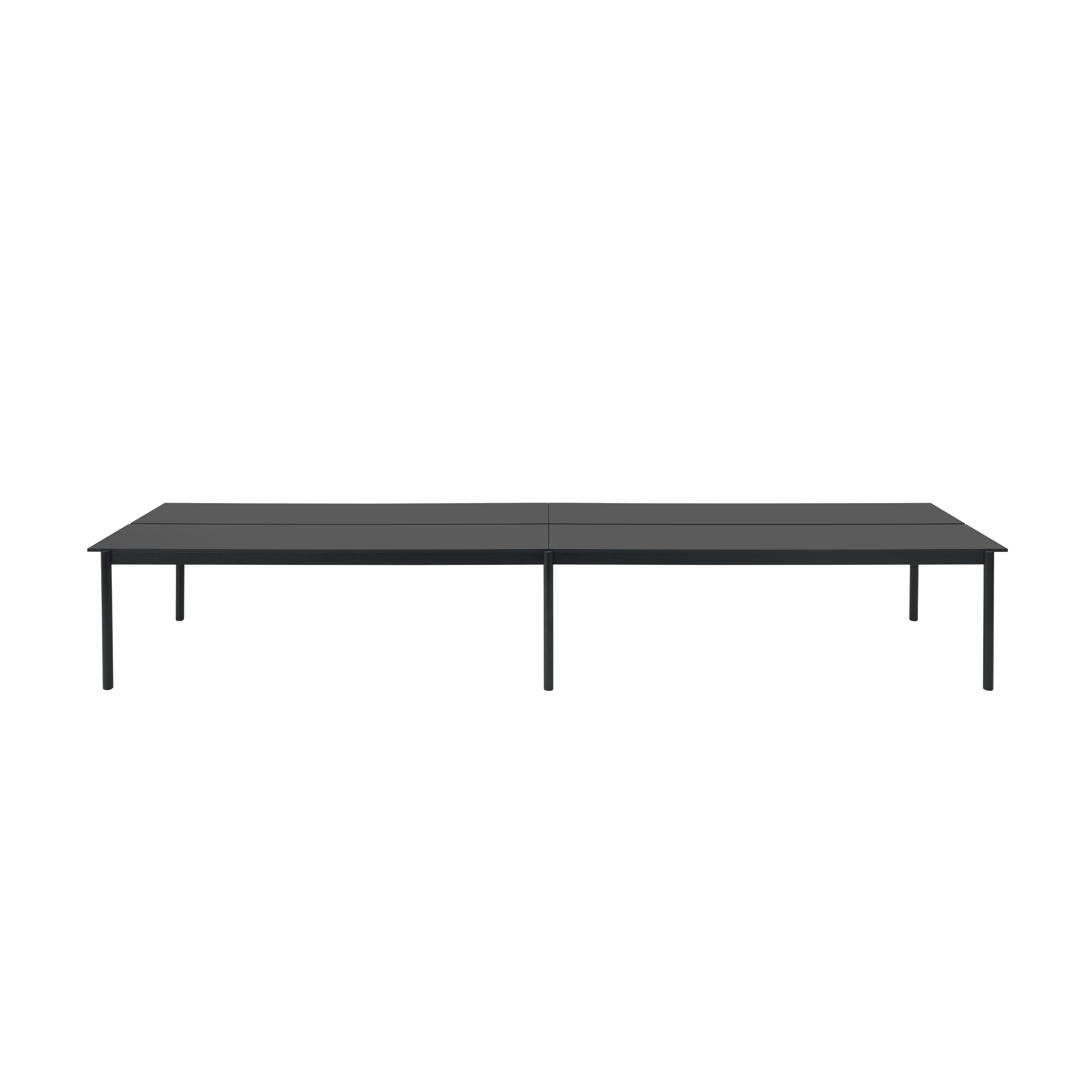 Bürotisch LINEAR SYSTEM - KONFIGURATION 2 in schwarzem Nanolaminat mit schwarzem Gestell
