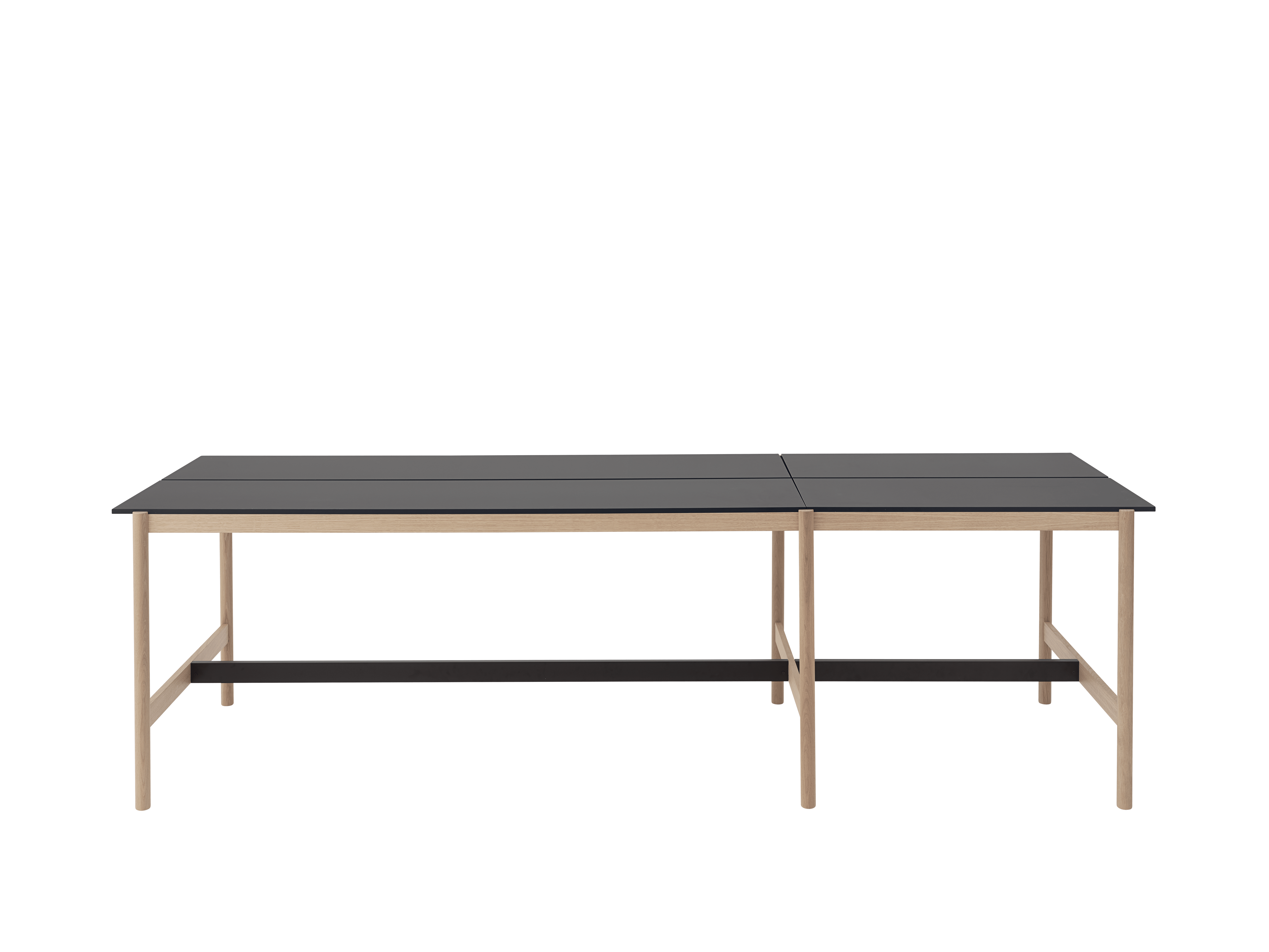 Bureau tafel LINEAR SYSTEM HIGH - CONFIGURATIE 1 zwart nanolaminaat met eiken basis