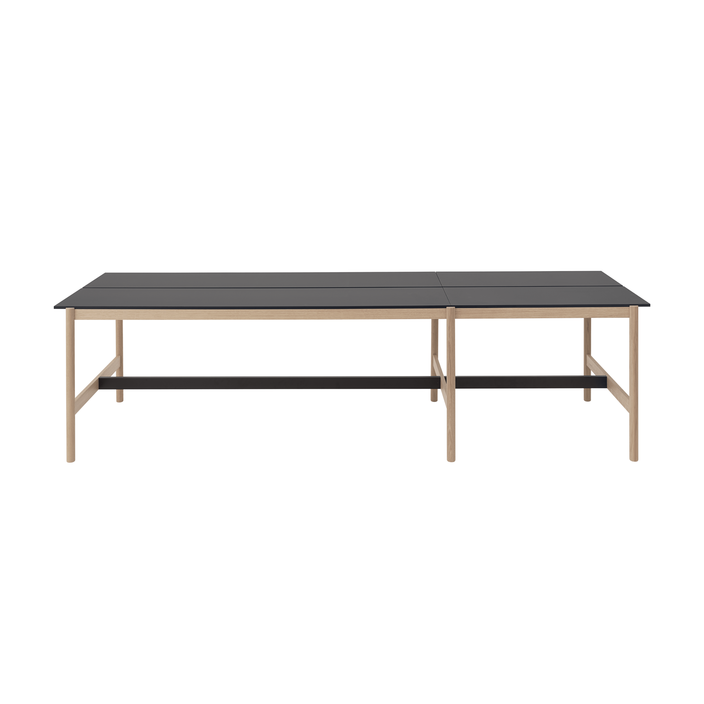 Bureau tafel LINEAR SYSTEM HIGH - CONFIGURATIE 1 zwart nanolaminaat met eiken basis