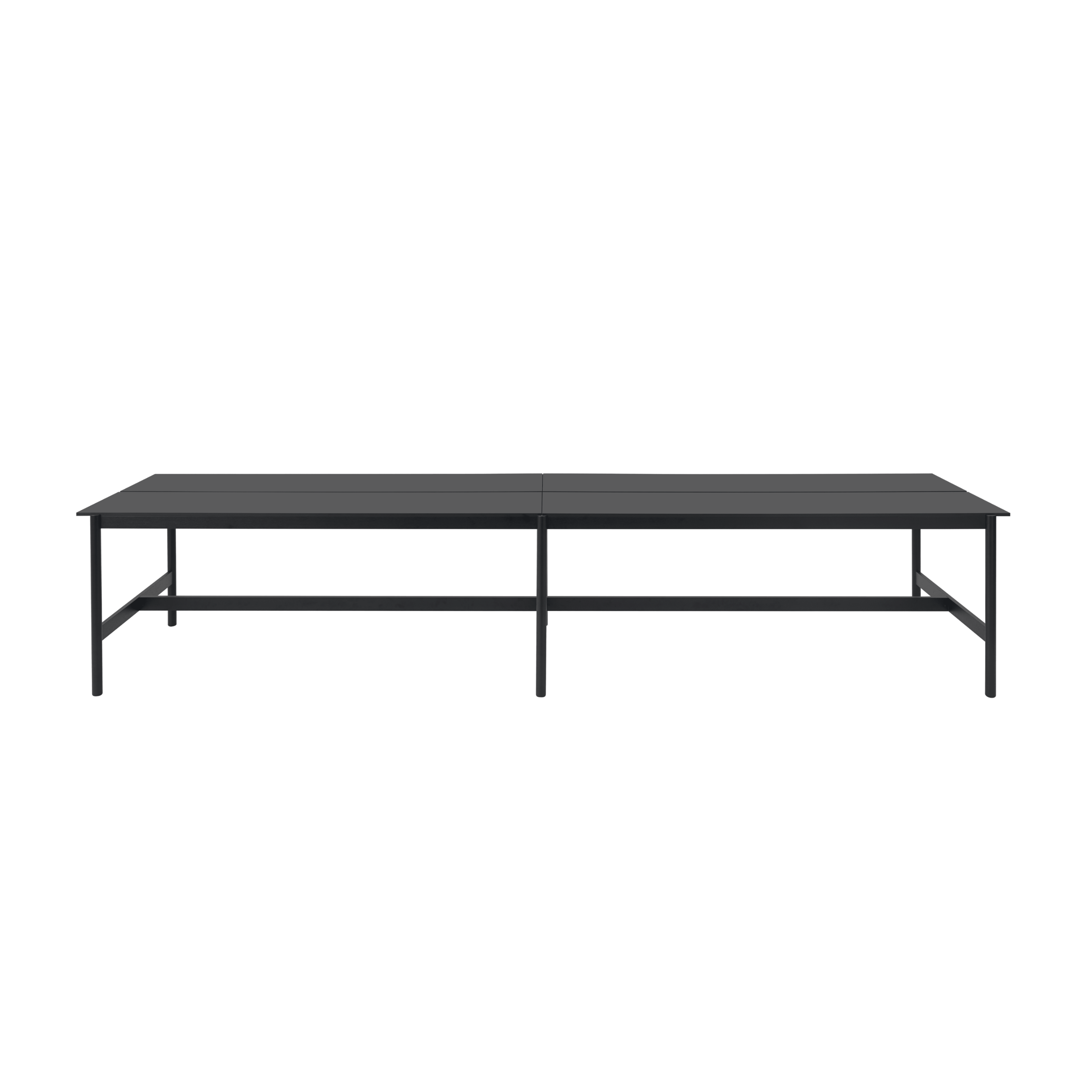 Bürotisch LINEAR SYSTEM HIGH - KONFIGURATION 2, schwarzes Nanolaminat mit schwarzem Gestell
