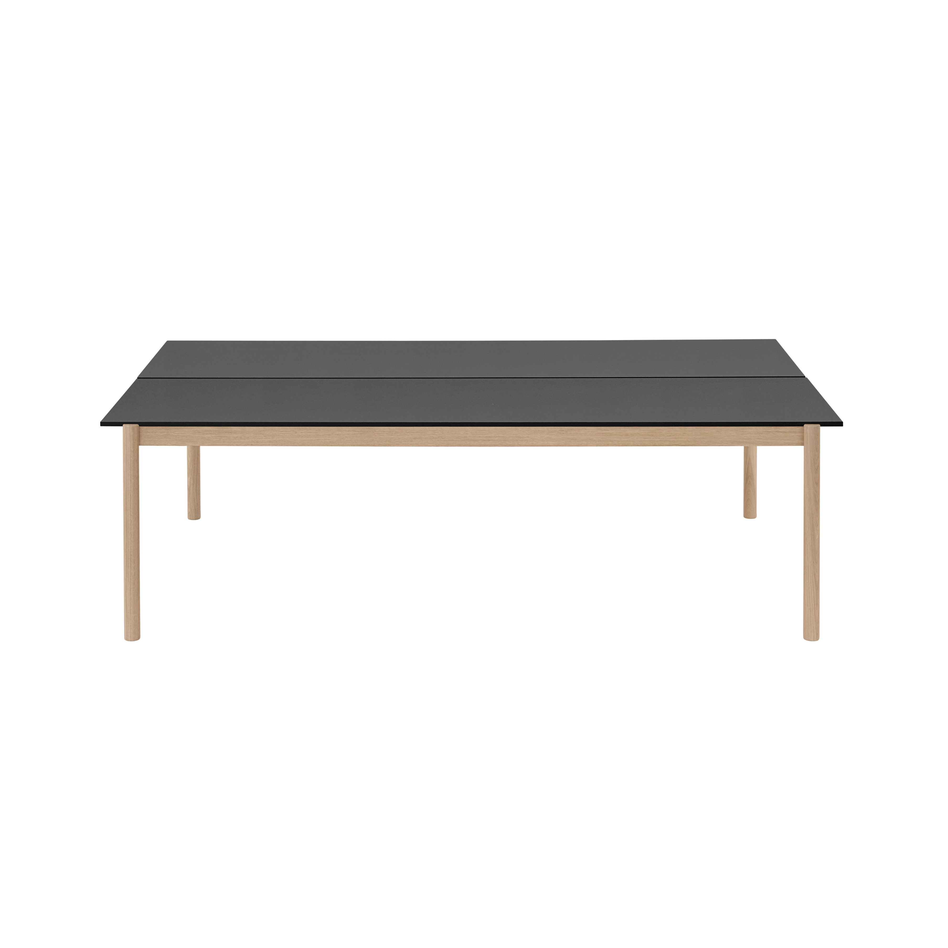 LINEAR SYSTEM black nanolaminate office table with oak base