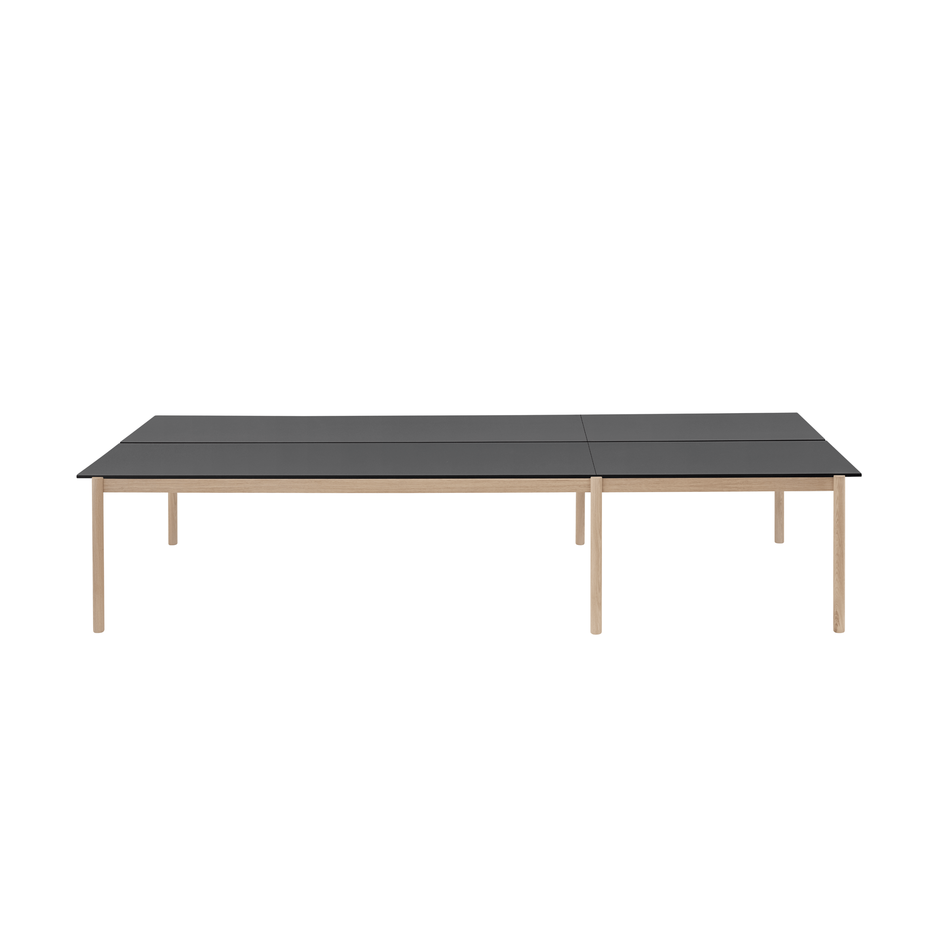Bureau tafel LINEAR SYSTEM - CONFIGURATIE 1 zwart nanolaminaat met eiken basis