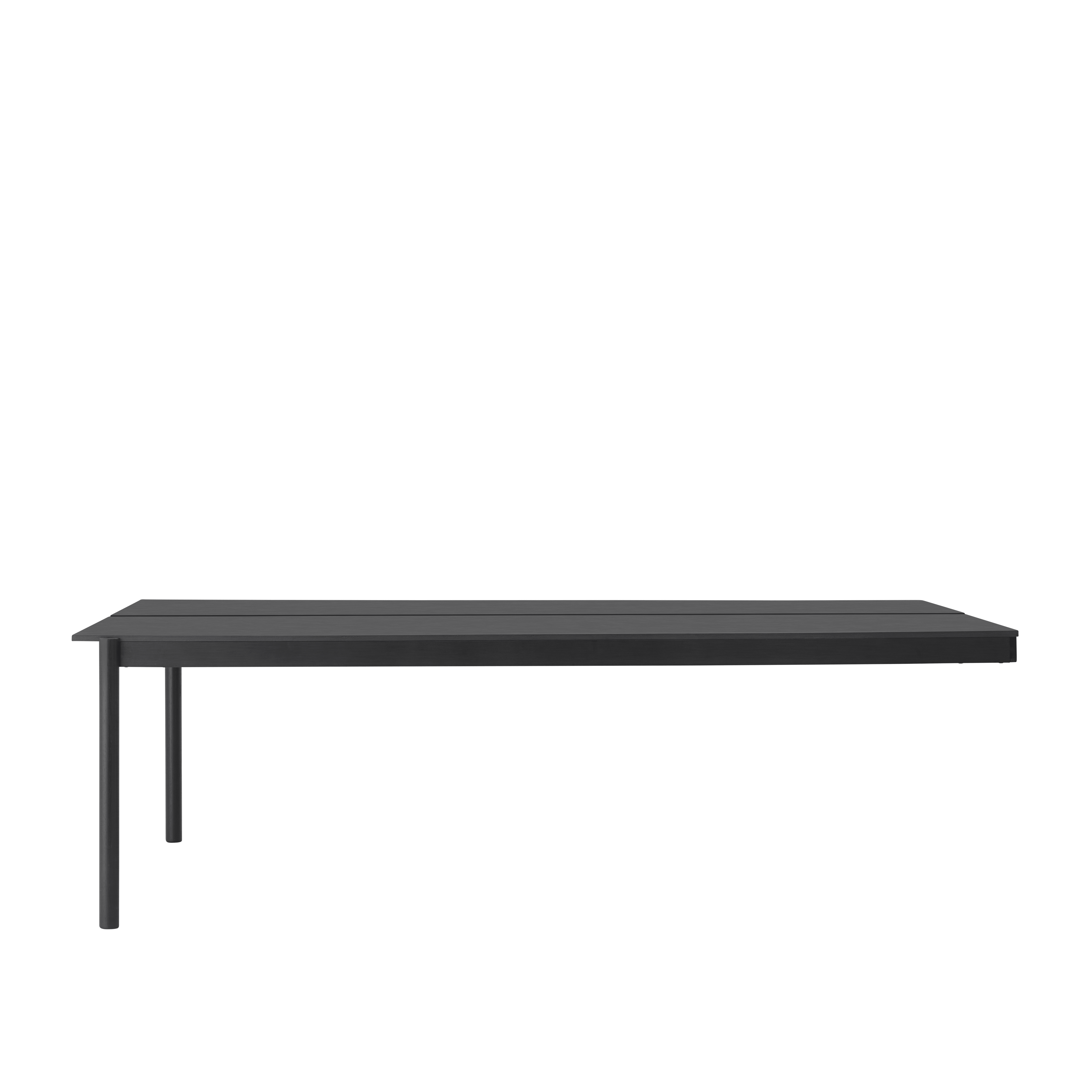 Bürotisch LINEAR SYSTEM - KONFIGURATION 2, schwarzer Eschenfurnier mit schwarzem Gestell
