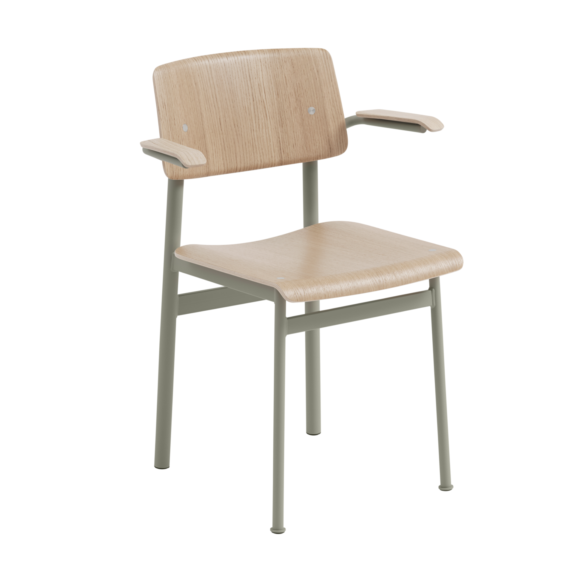 Sessel mit Armlehnen LOFT Eichenfurnier mit schmutzig-grünem Gestell