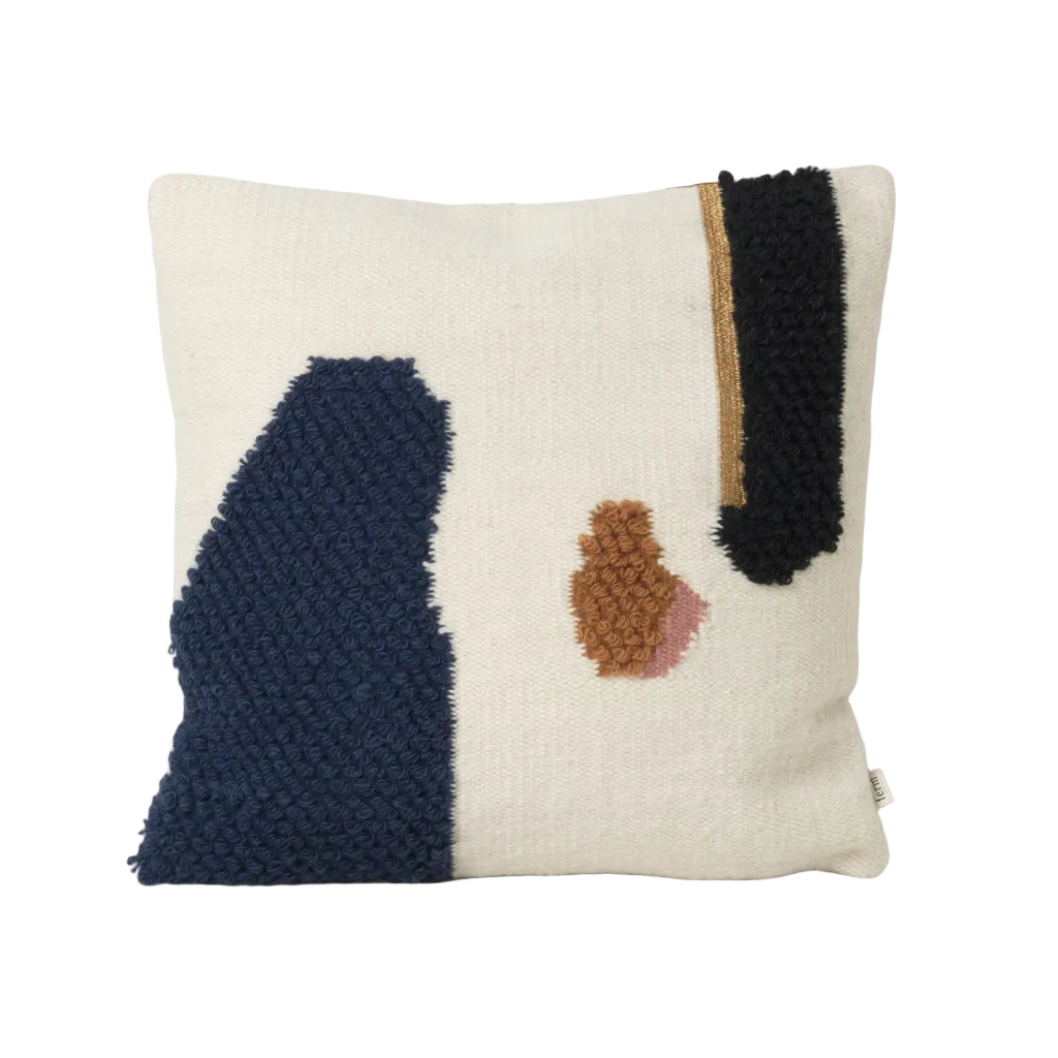 Kissen LOOP creme mit Blau und Braun