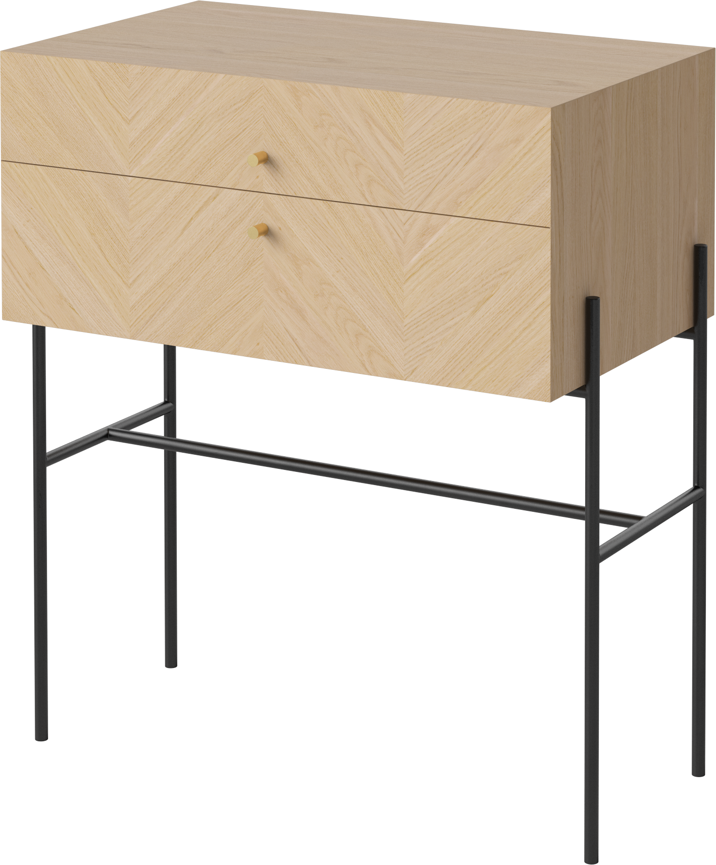 LUXE kast van gebleekt eikenhout met zwarte basis