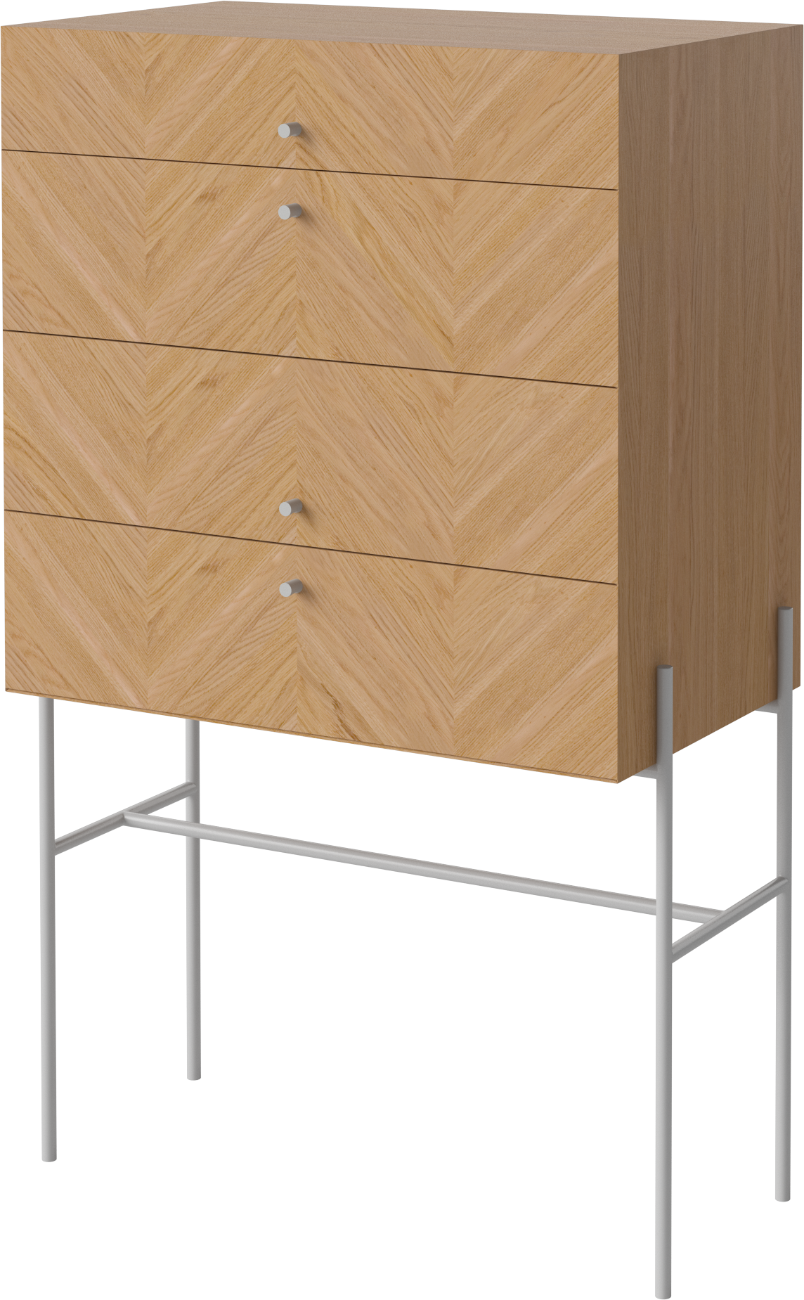 LUXE commode van eikenhout met grijze basis