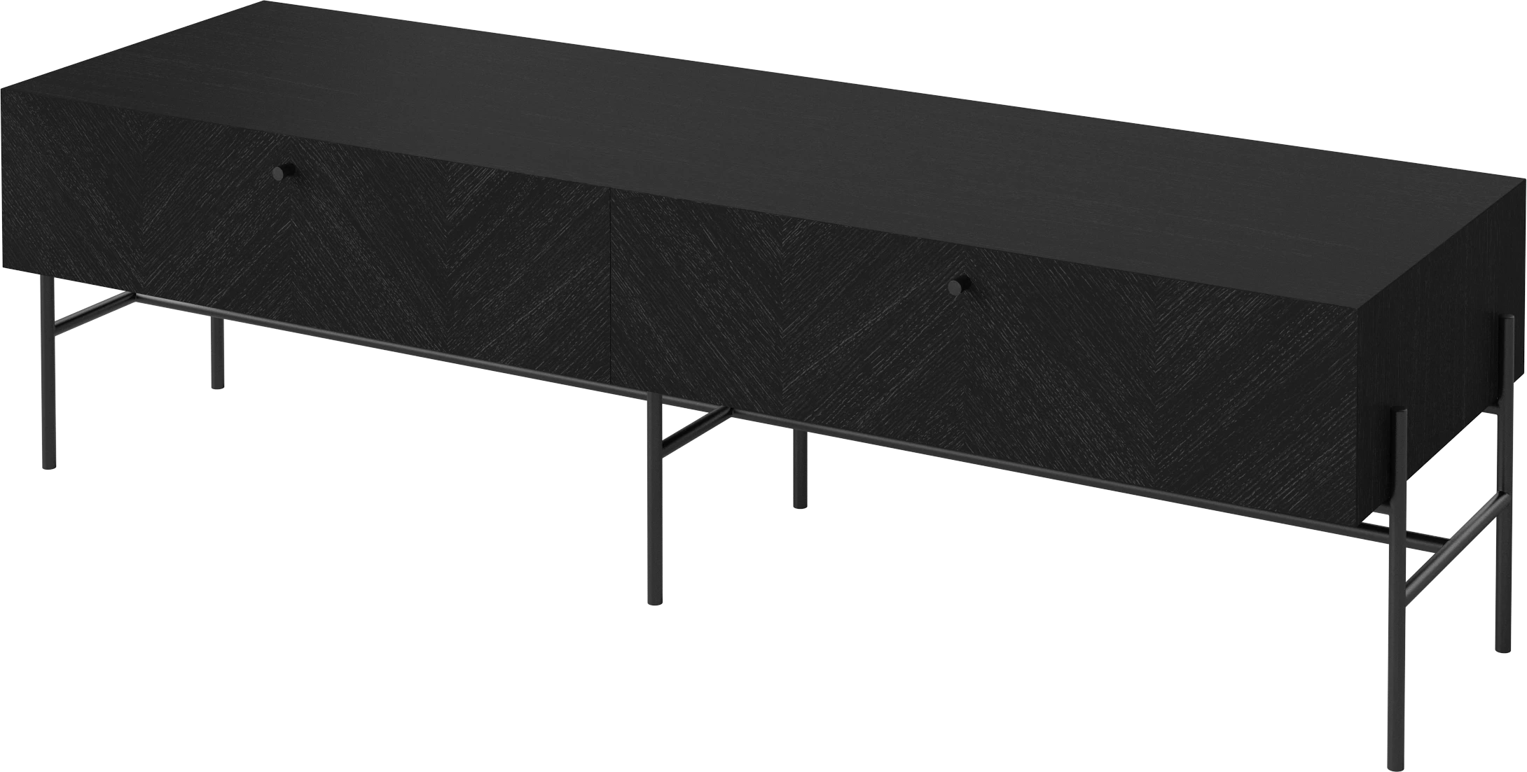 RTV Luxusschrank schwarzer Eichenholz mit schwarzer Basis