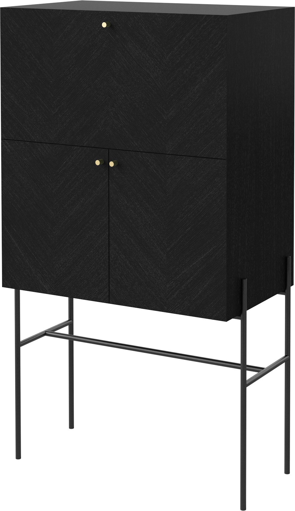 LUXE barkast zwart eikenhout met zwarte basis