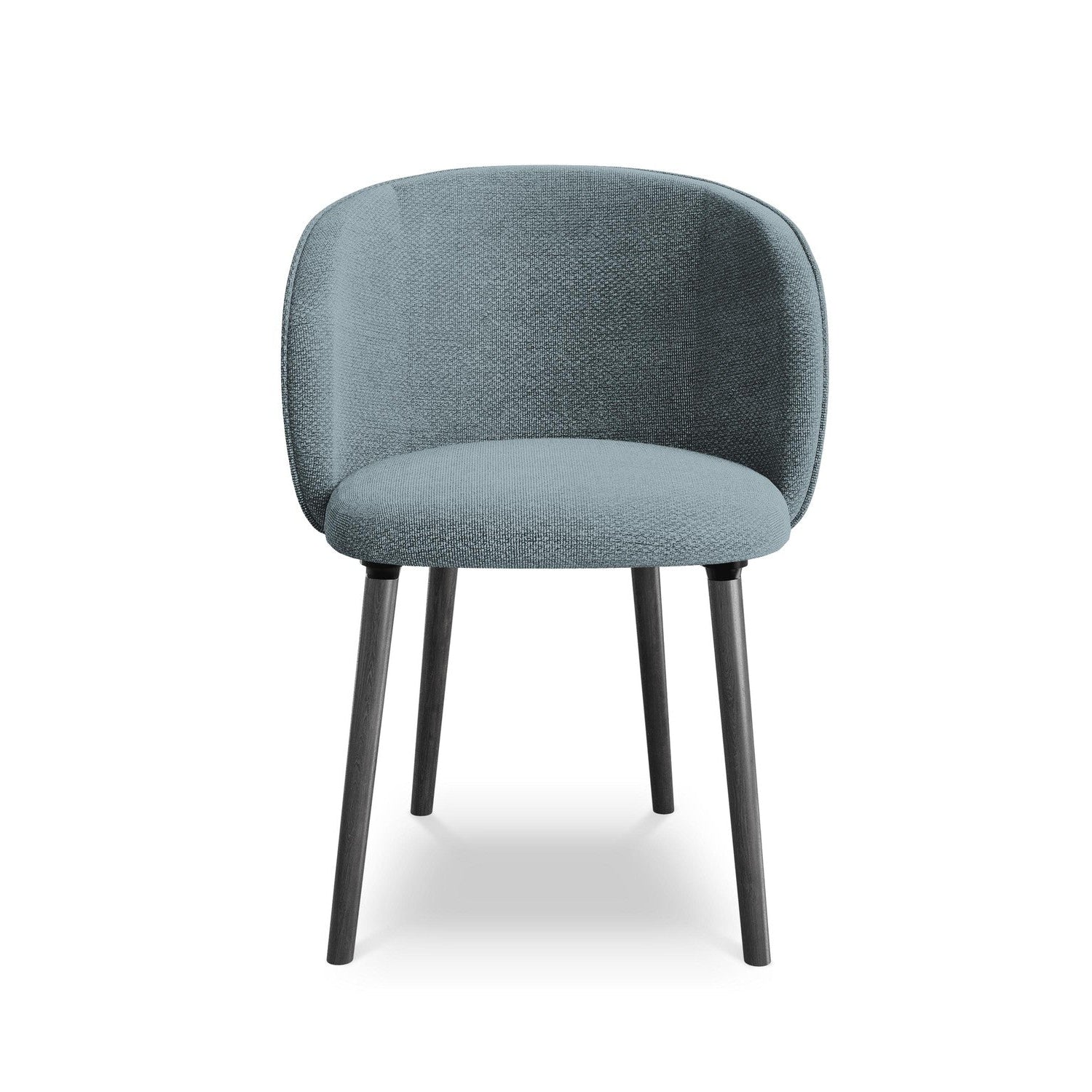 Stuhl MAIA jeansblau Boucle mit schwarzem Eichenfuß