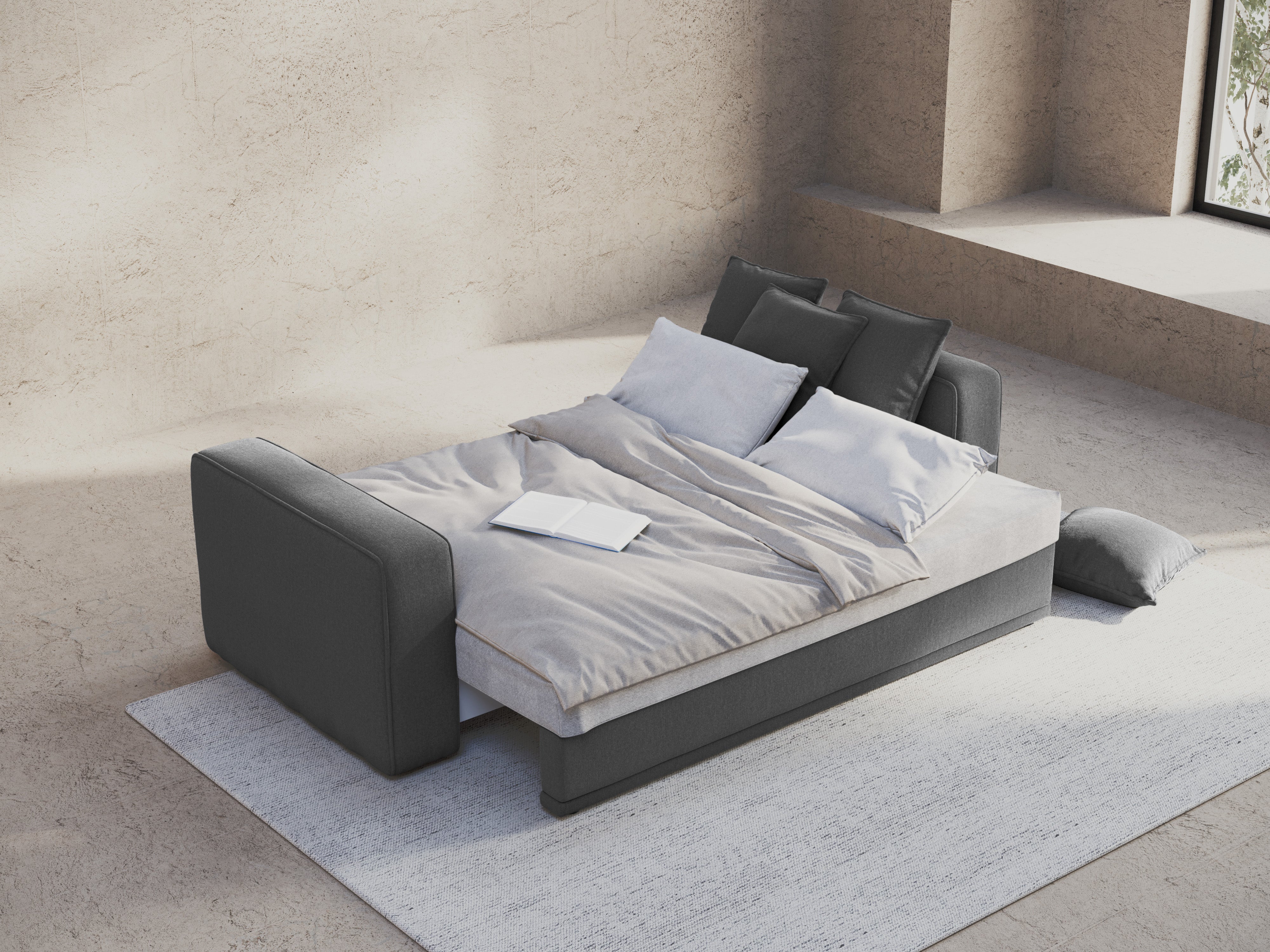 Sofa met slaapfunctie RIBES grijs chenille