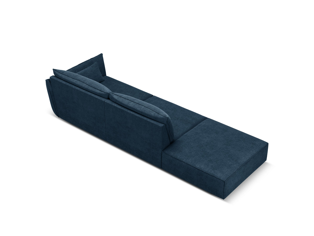 Sofa in chenille stof links open VANDA koninklijk blauw