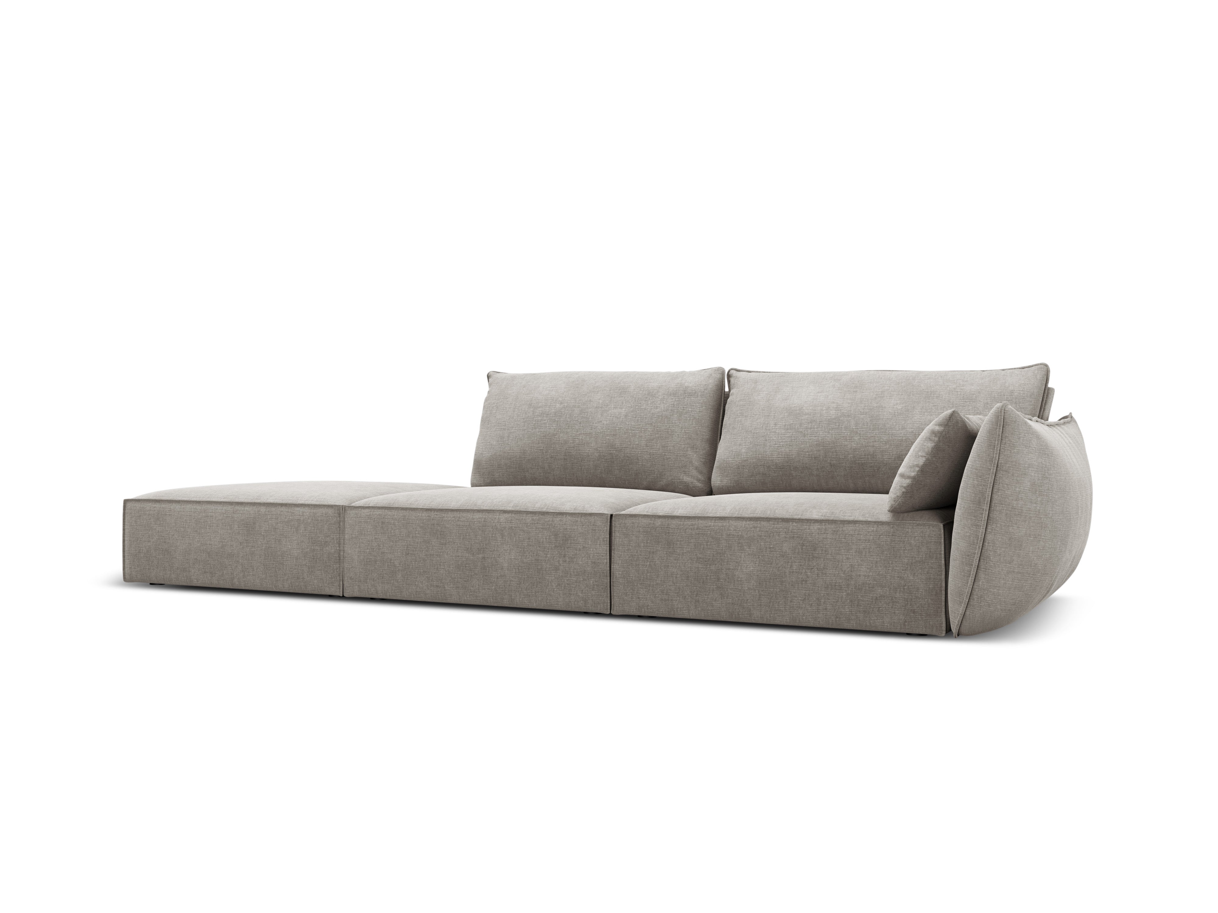Sofa in chenille stof links open VANDA lichtgrijs