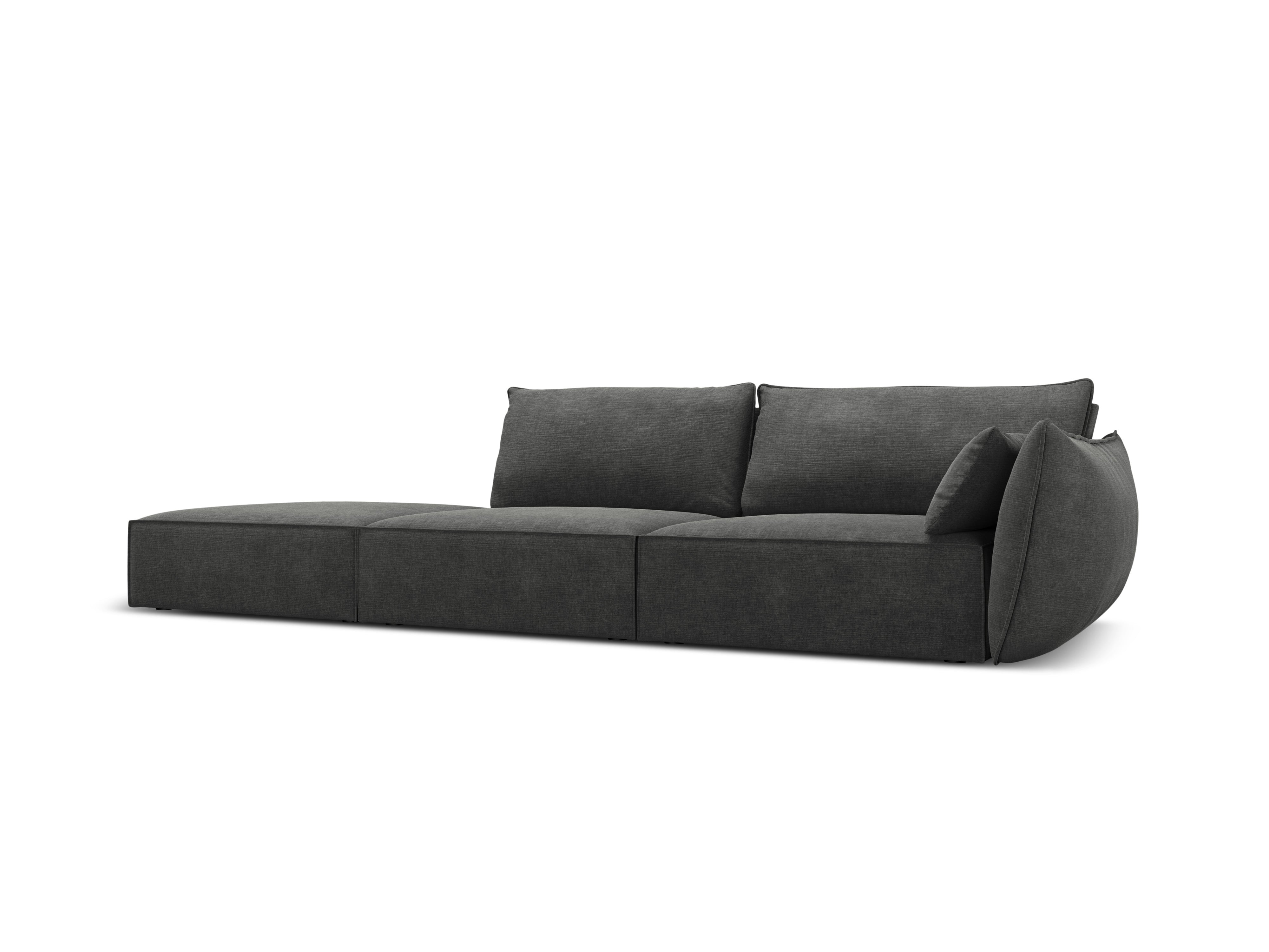 Sofa in chenille stof links open VANDA donkergrijs