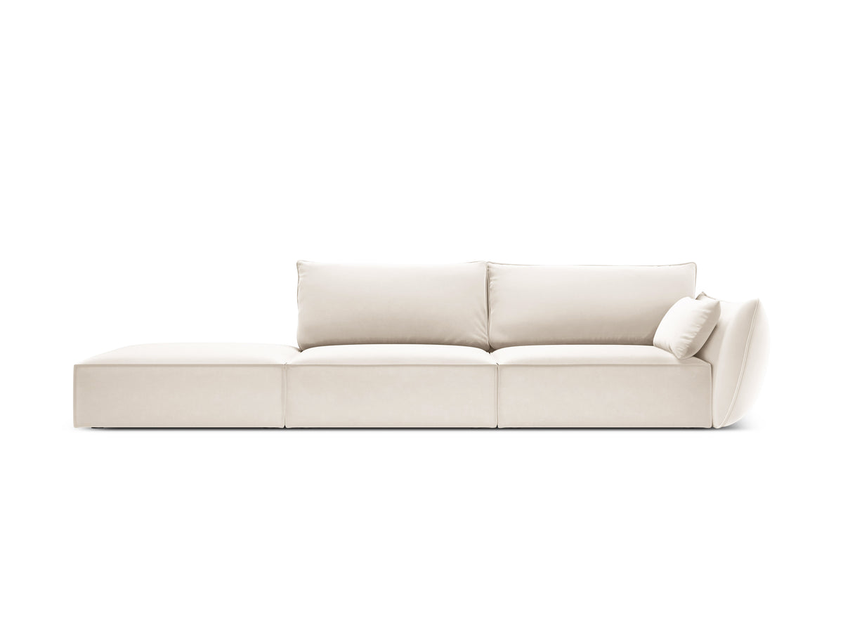 Beige open linkszijdige fluwelen bank VANDA