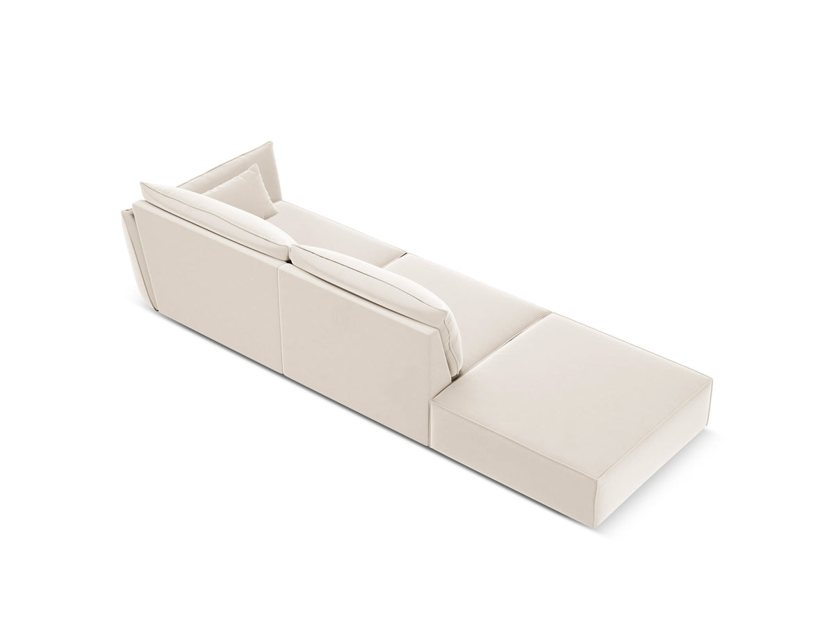 Beige open linkszijdige fluwelen bank VANDA