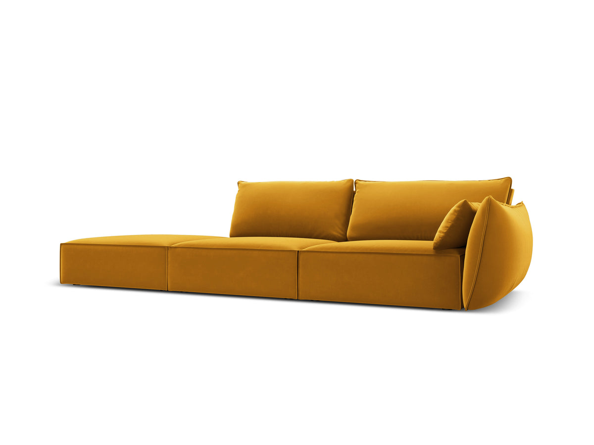 Sofa van fluweel links open VANDA mosterdgeel