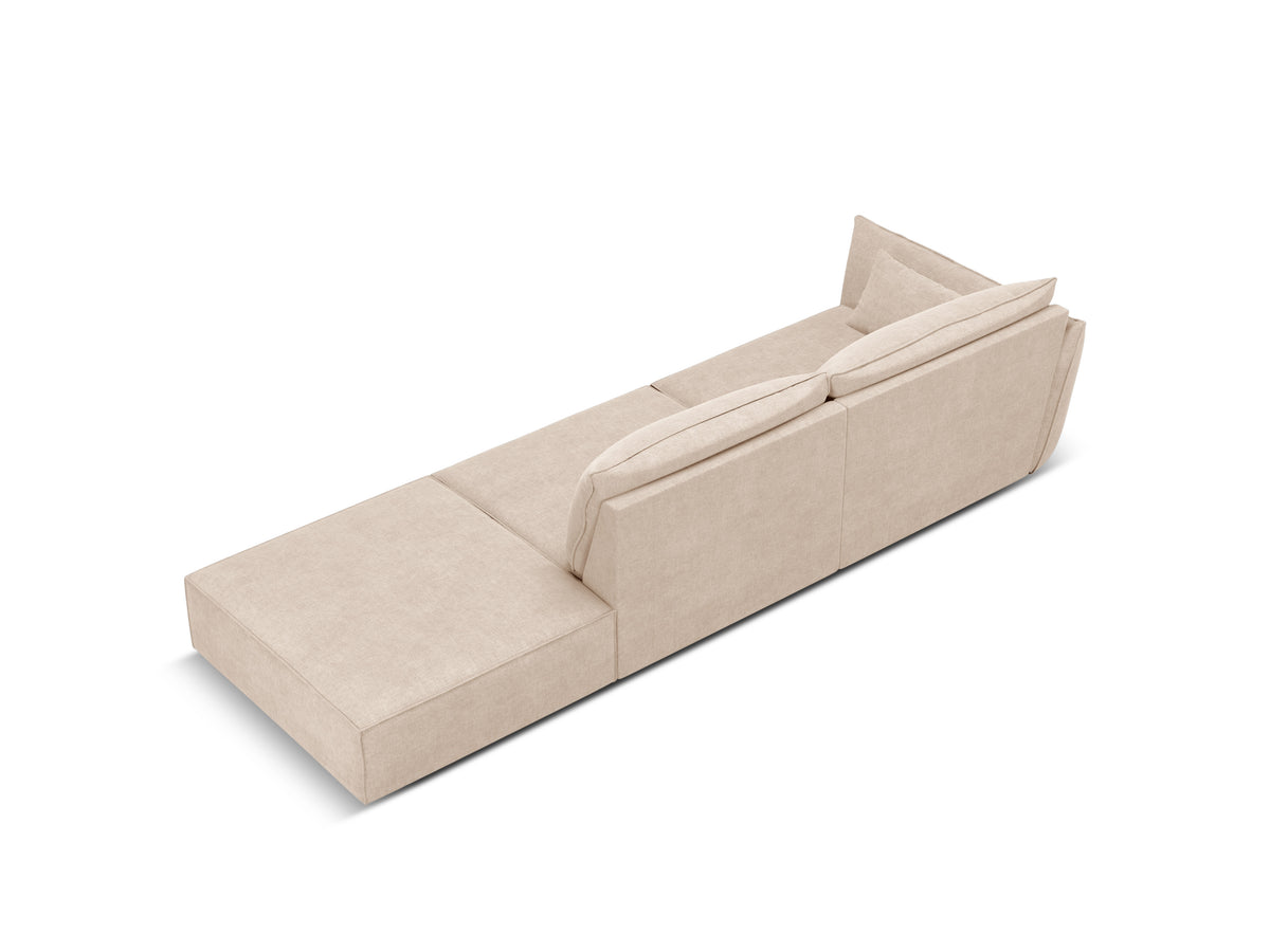 Bank in chenille stof rechts open VANDA beige