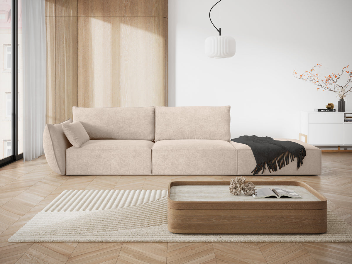 Bank in chenille stof rechts open VANDA beige