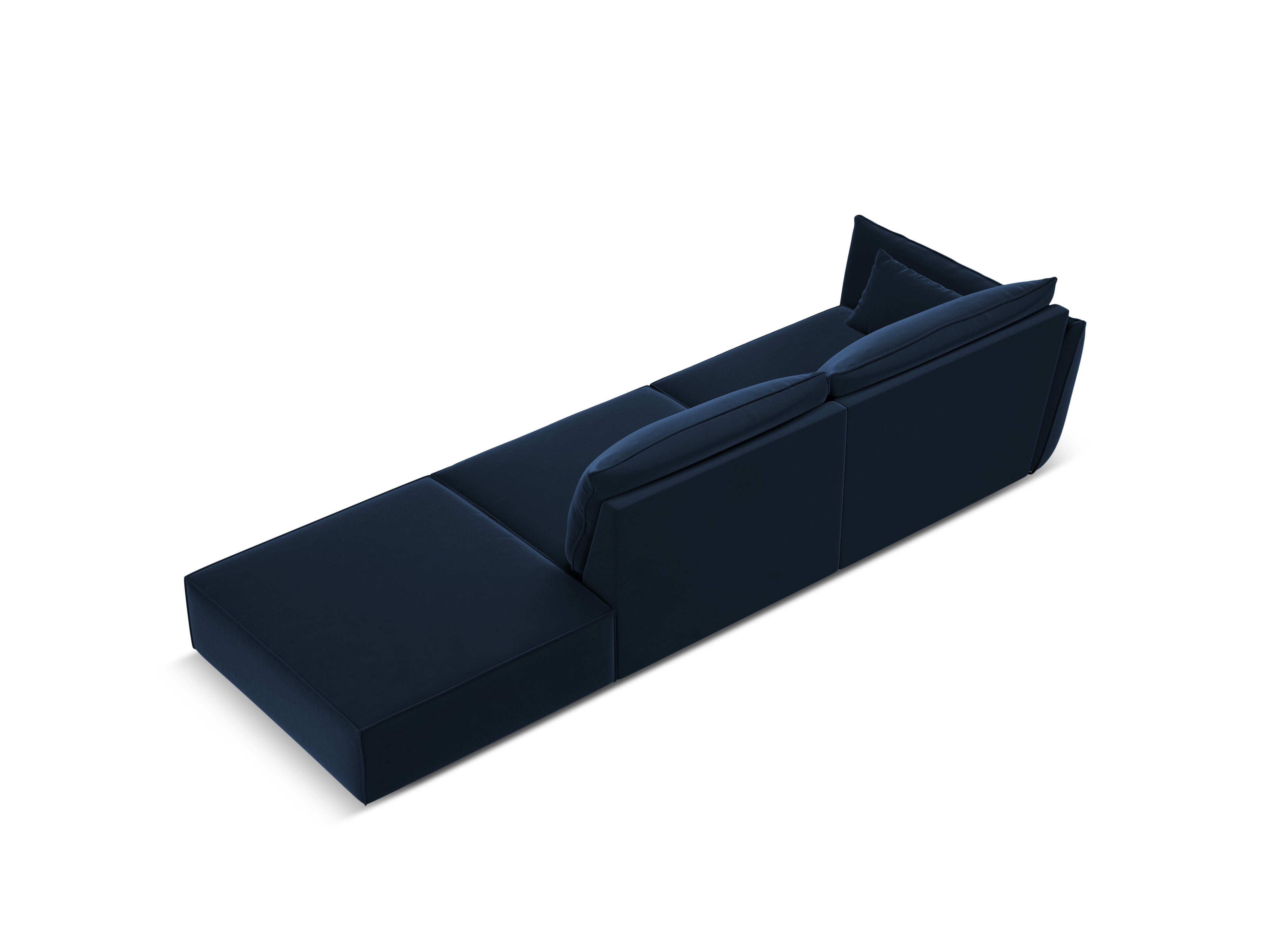 Sofa van fluweel rechts open VANDA marineblauw