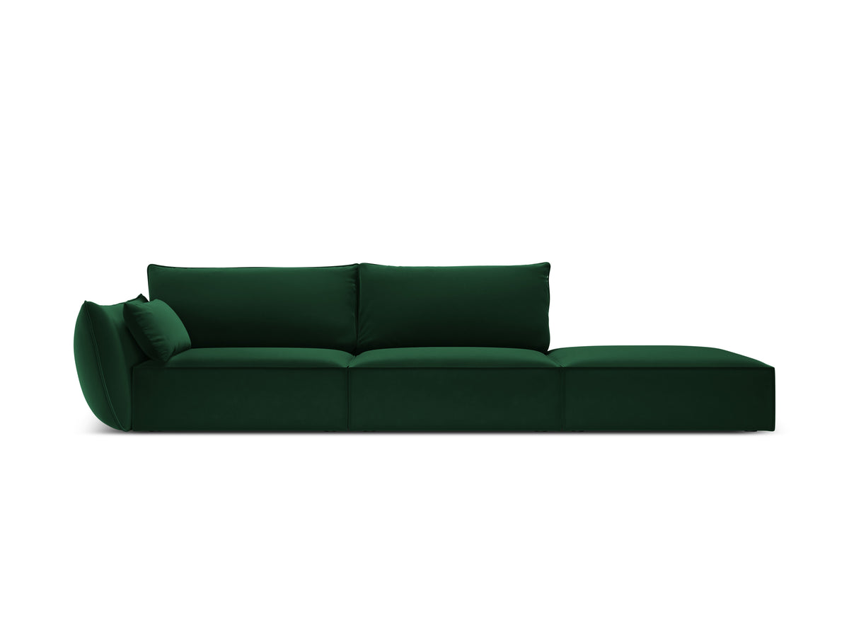 Sofa van fluweel, rechts open, VANDA, donkergroen