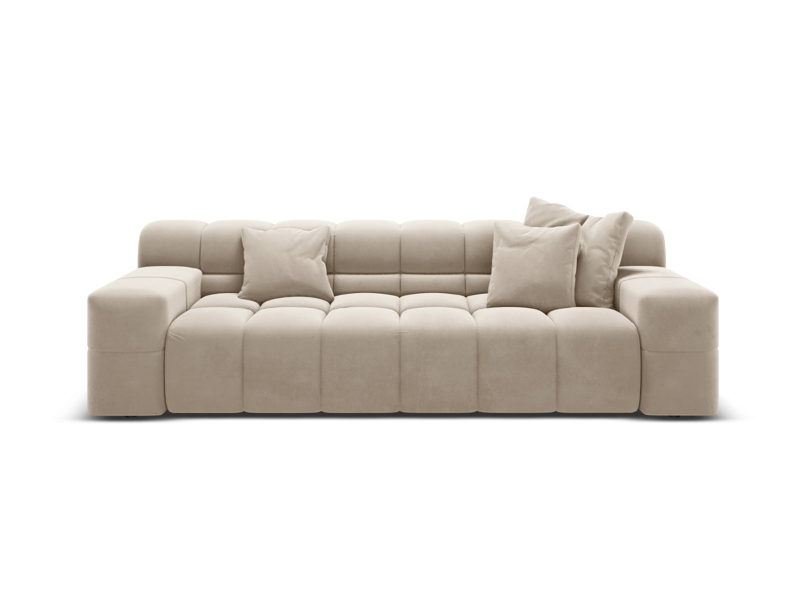 Sofa aus Samt 3-sitzig AGAVE hellbeige