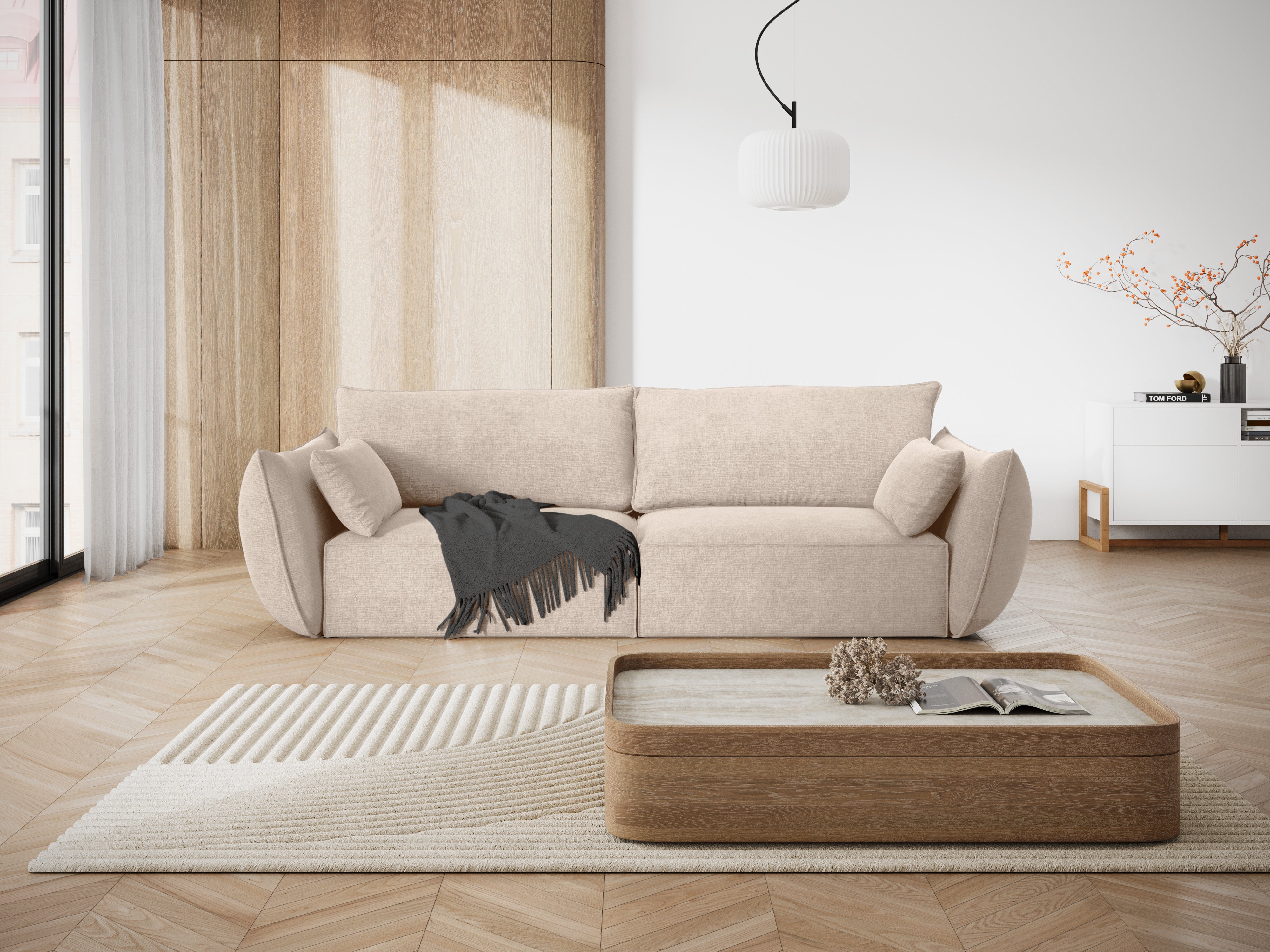 Bank in chenille stof 3-zits VANDA beige