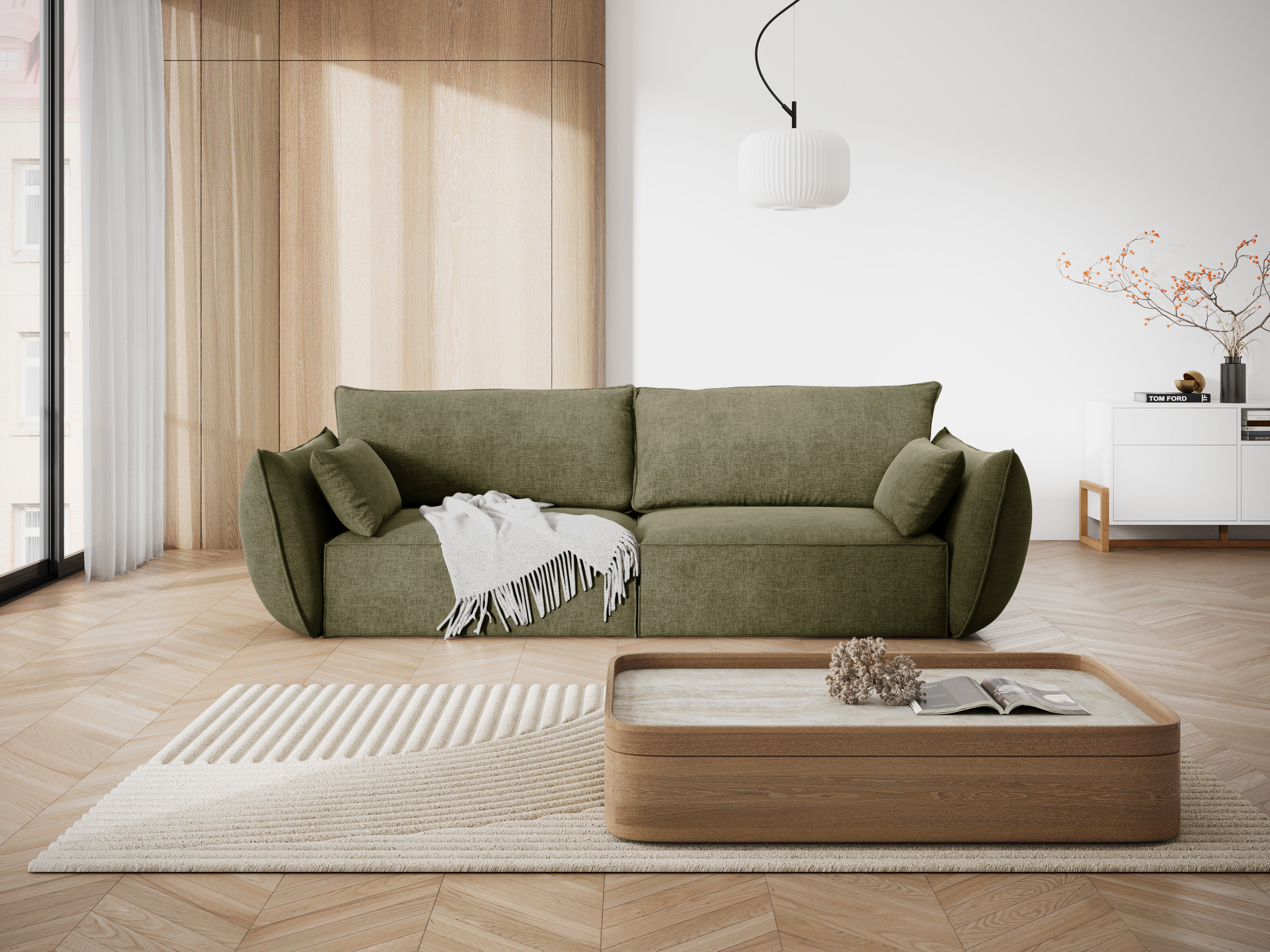 Bank in chenille stof 3-zits VANDA groen