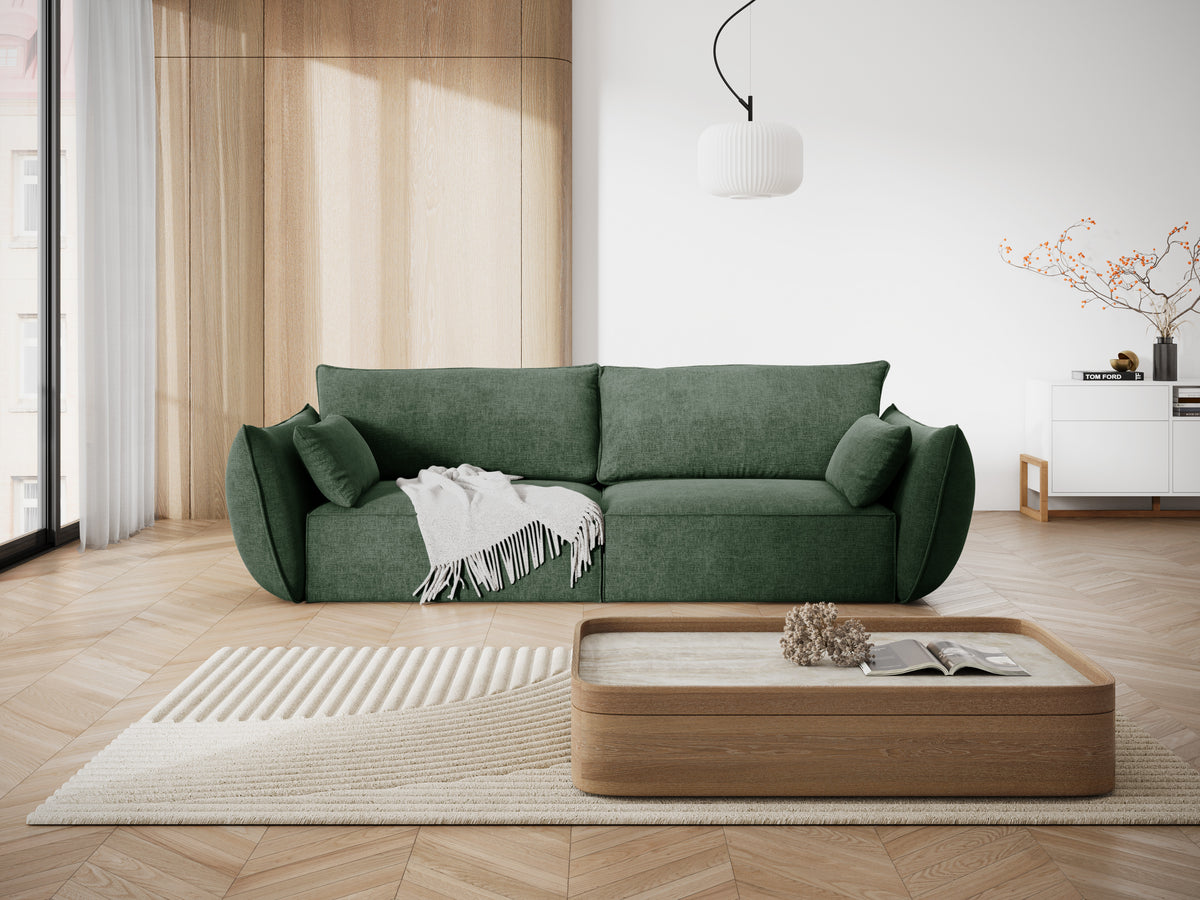 Sofa in chenille stof 3-zits VANDA flesgroen